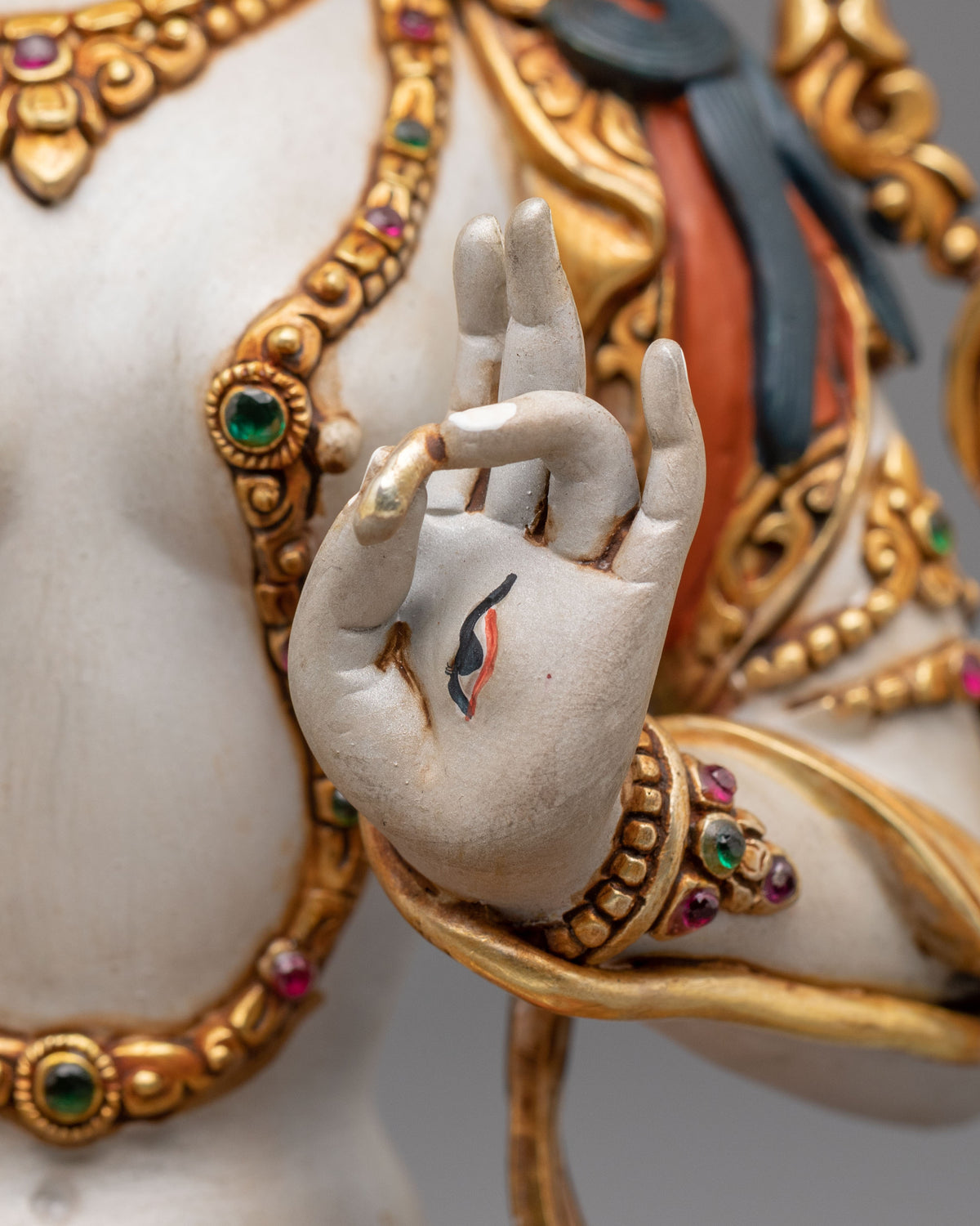 White Tara Copper Figurine: Deity of long life & Healing