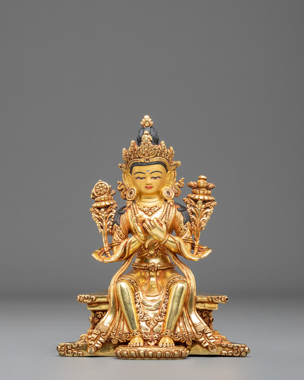 Maitreya Buddha Handmade Copper Statue - Serene Devotional Sculpture