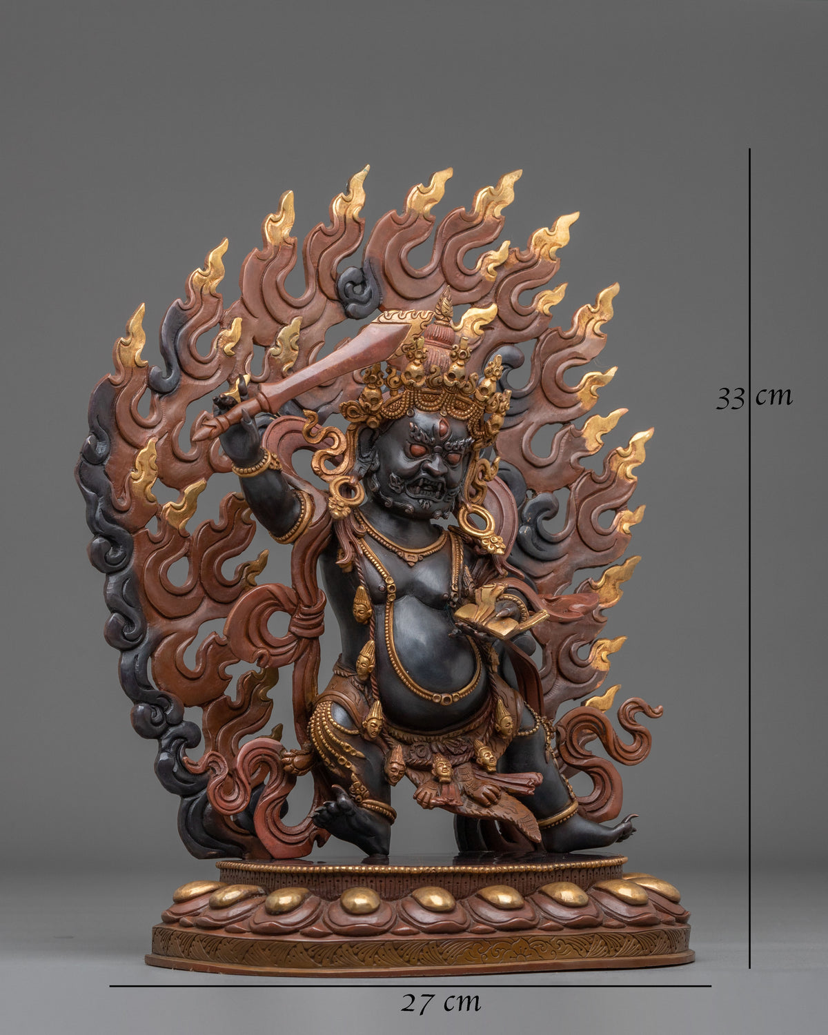 Black Manjushri Wisdom Deity Statue in Oxidized Copper Body