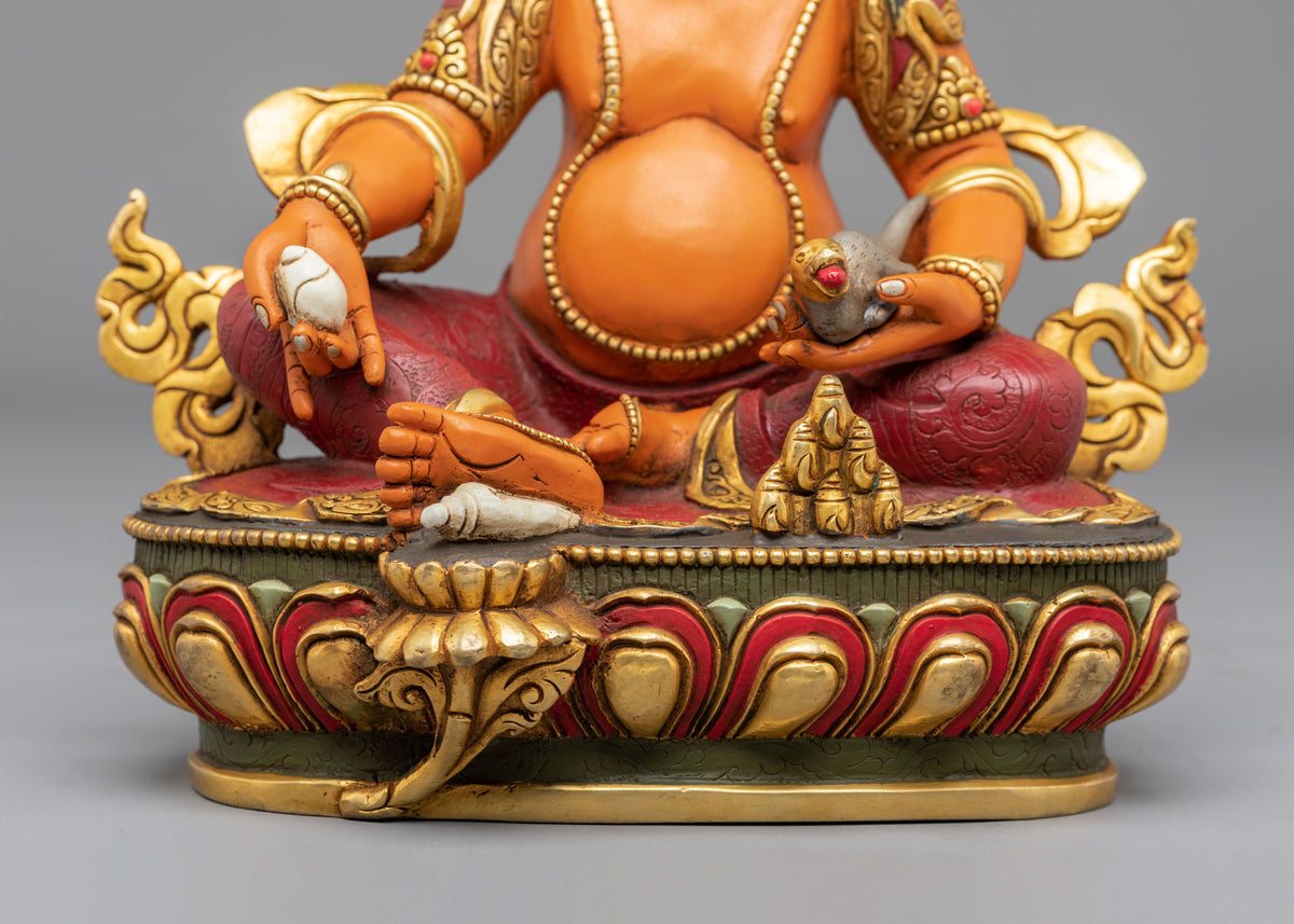 Dzambhala Sculpture | 24K Gold Gilded Buddhist Deity Figurine