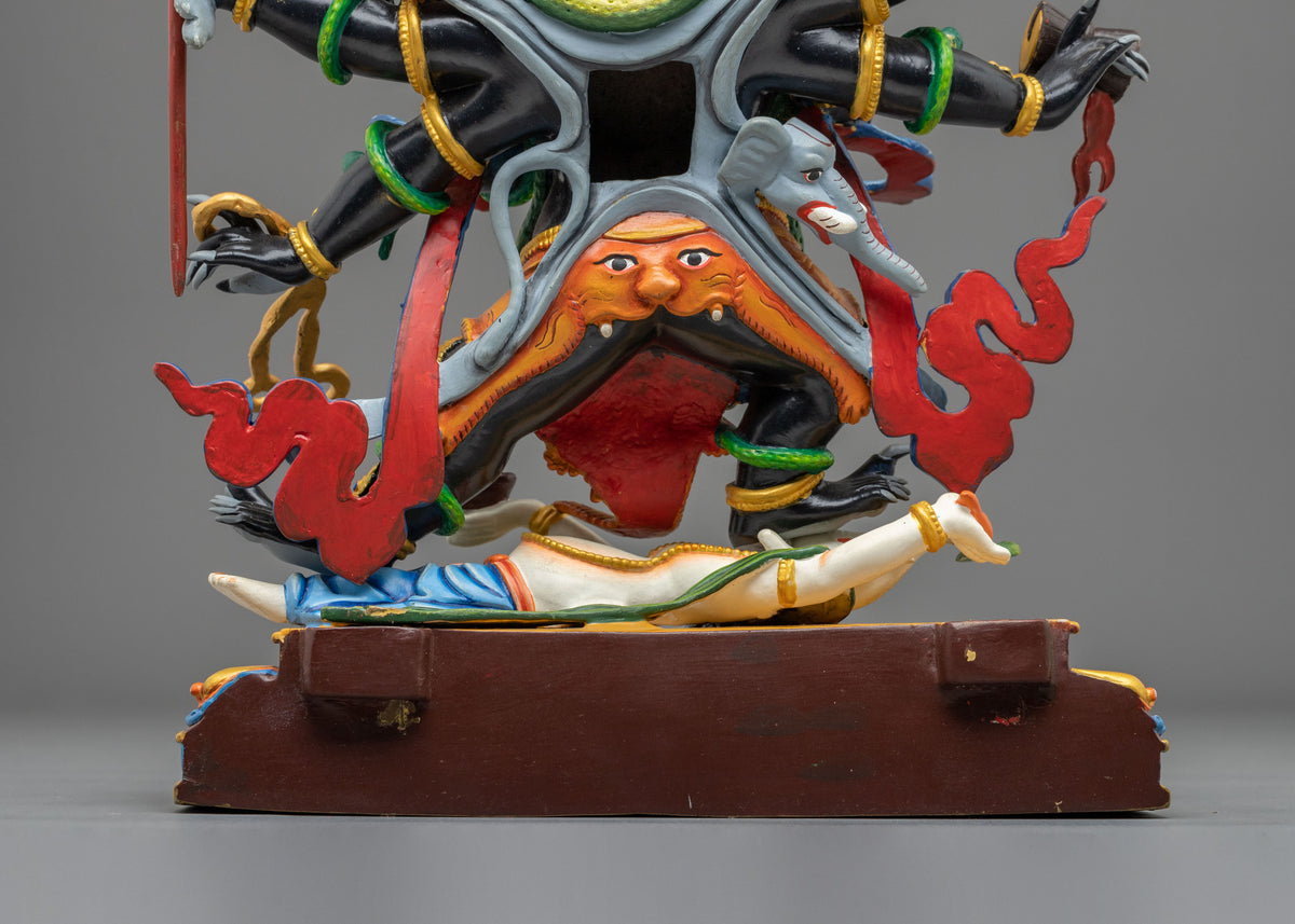 Six Armed Mahakala Himalayan Sculpture | Wrathful Protector of Dharma