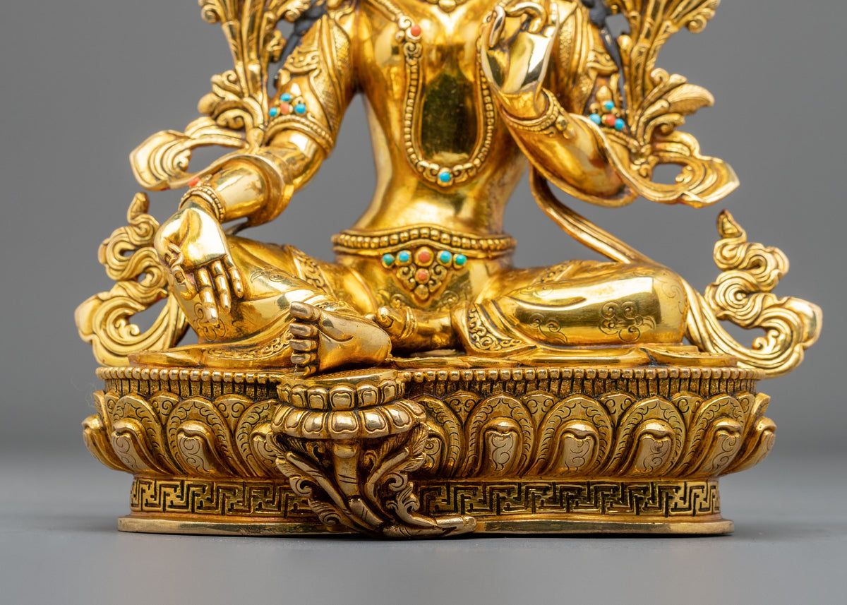 Green Tara 24K Gold Glided Statue for Meditation and Blessings