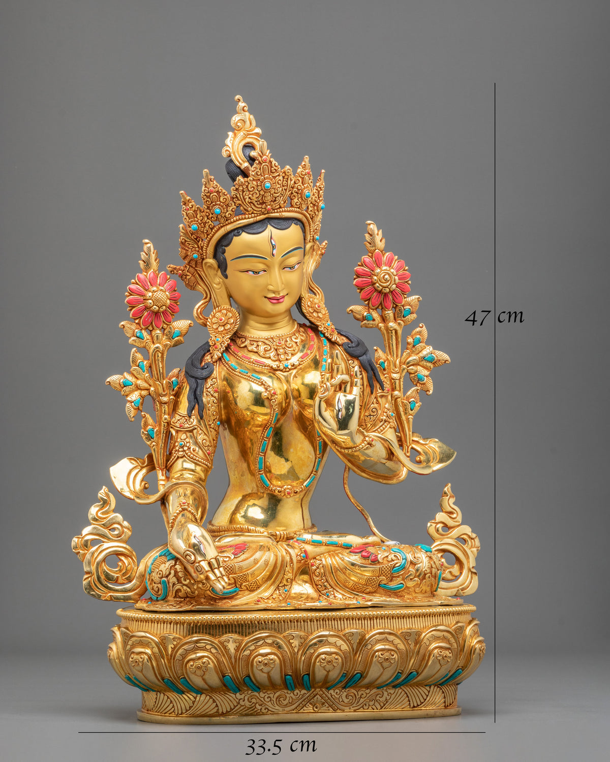 White Tara Fire Gold Coated Statue | Buddhist Shrine