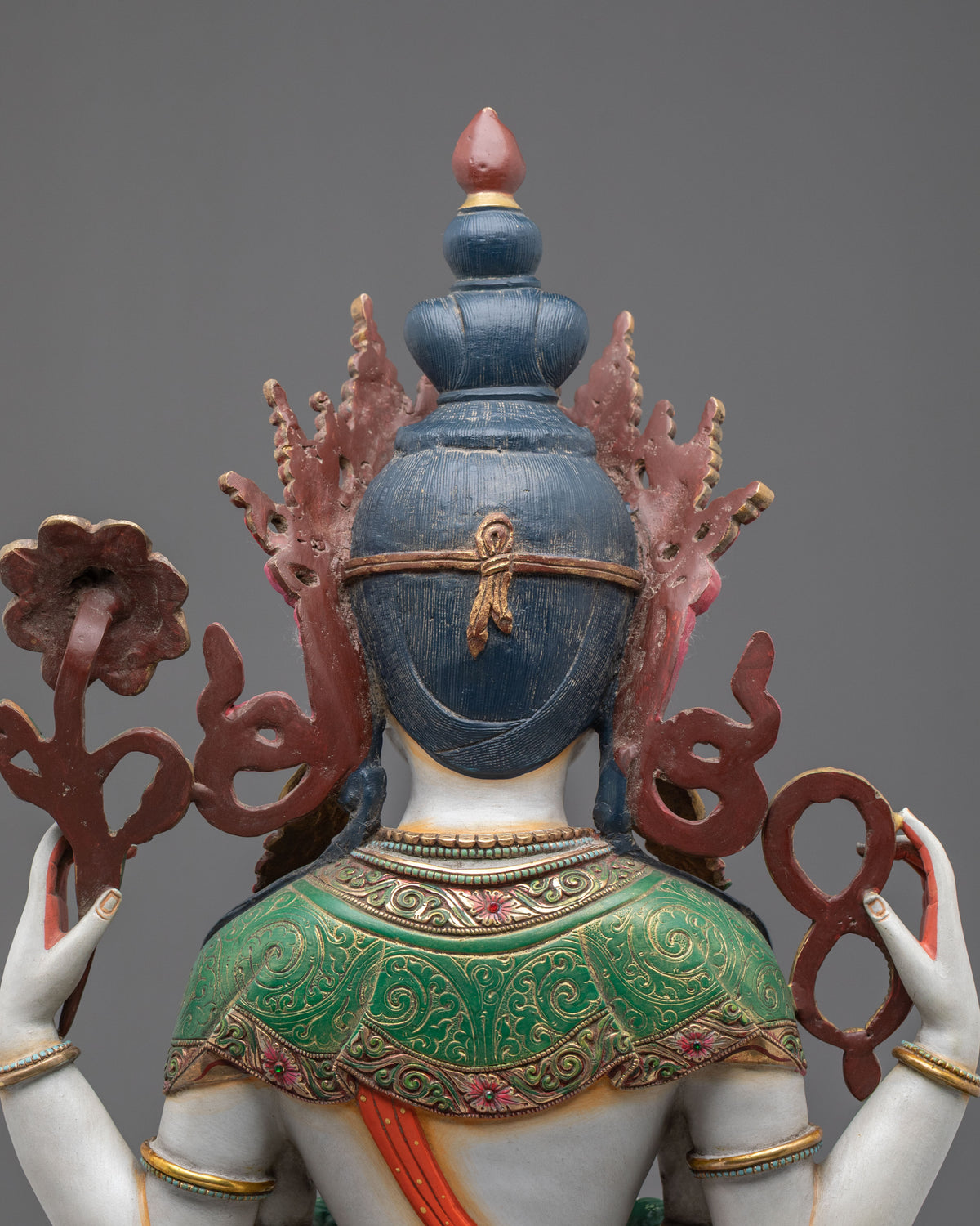 Chenrezig 24K Gold Coated Copper Figurine | Buddhist Shrine