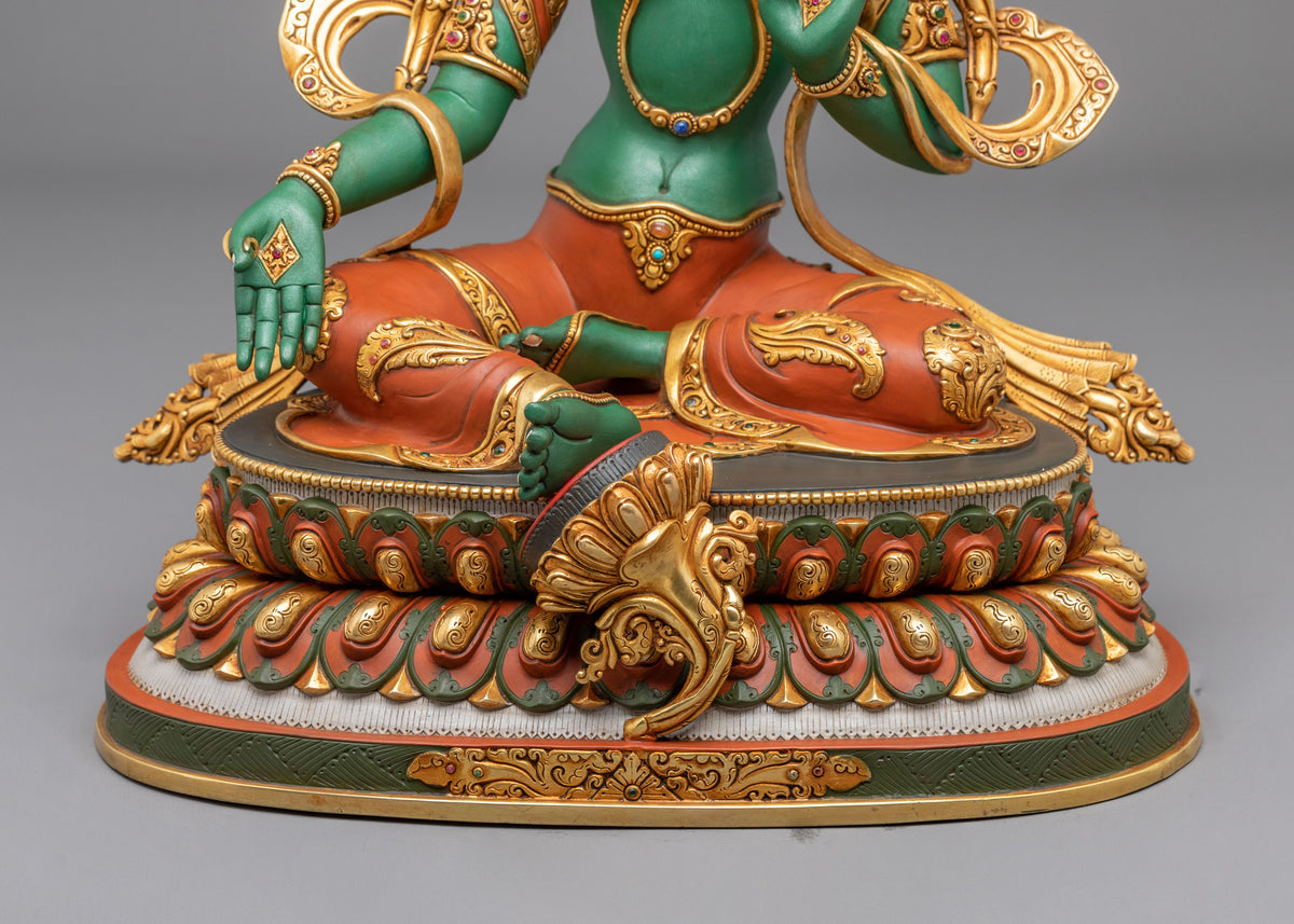 Green Tara Swift Compassion Sculpture | Goddess of Protection and Mercy