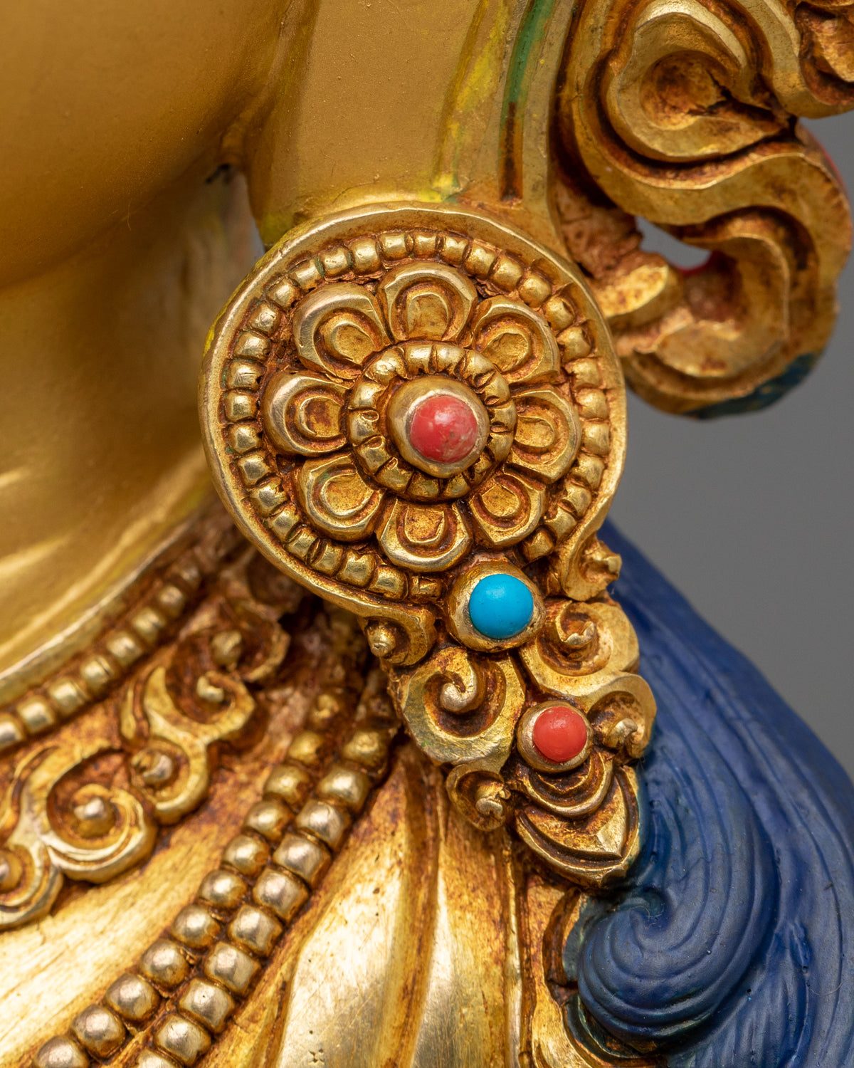 Manjushri Buddhist Wisdom Statue | 24K Gold Gilded Sculpture