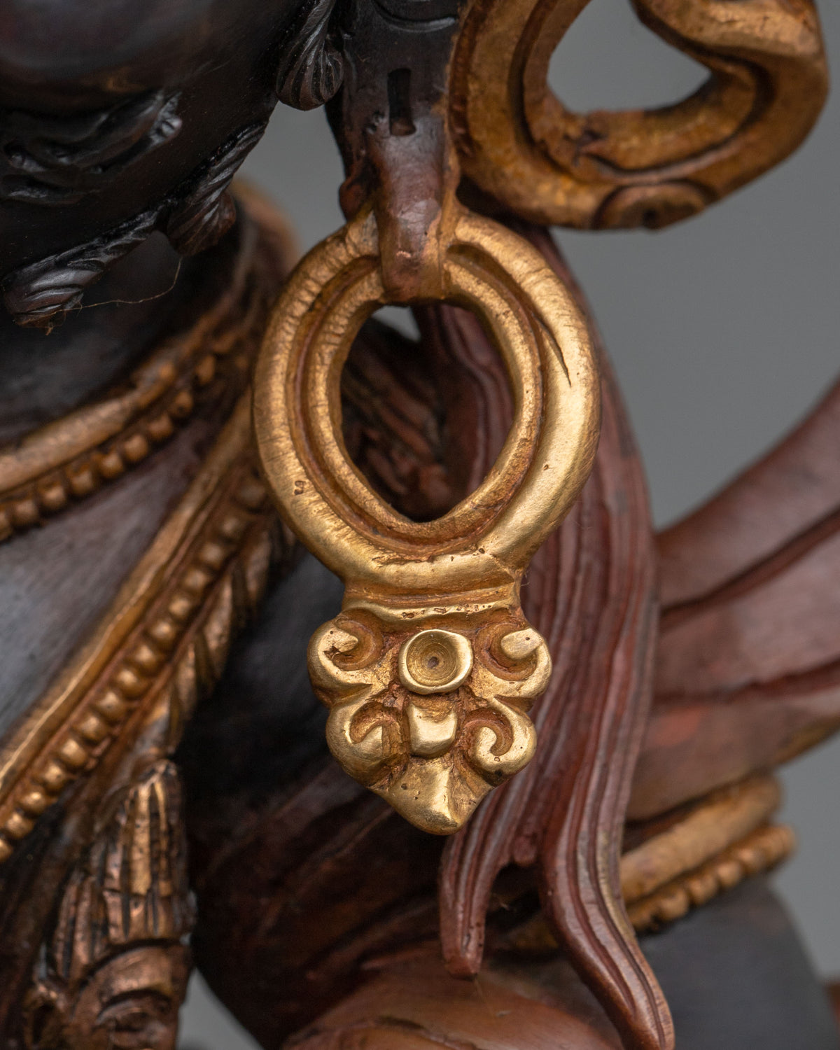 Black Manjushri Wisdom Deity Statue in Oxidized Copper Body