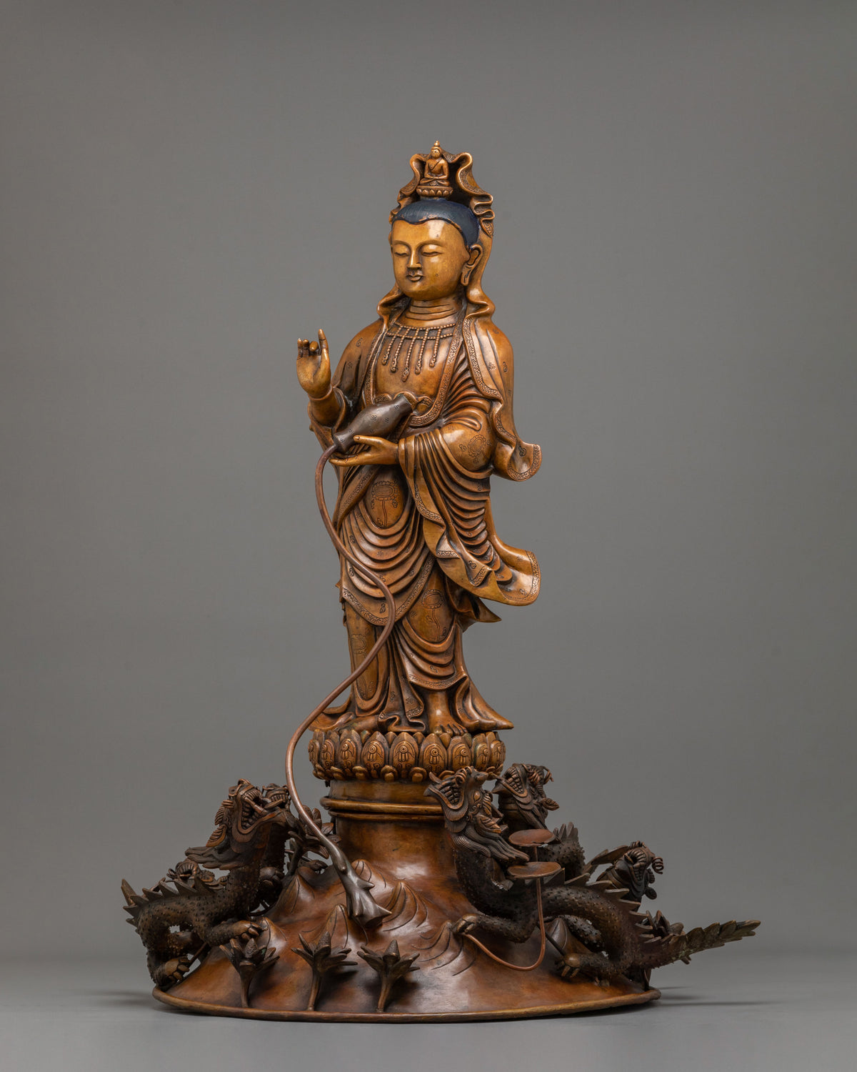 Chinese Standing Buddha Spiritual Statue | Handmade Traditional Sacred Sculpture