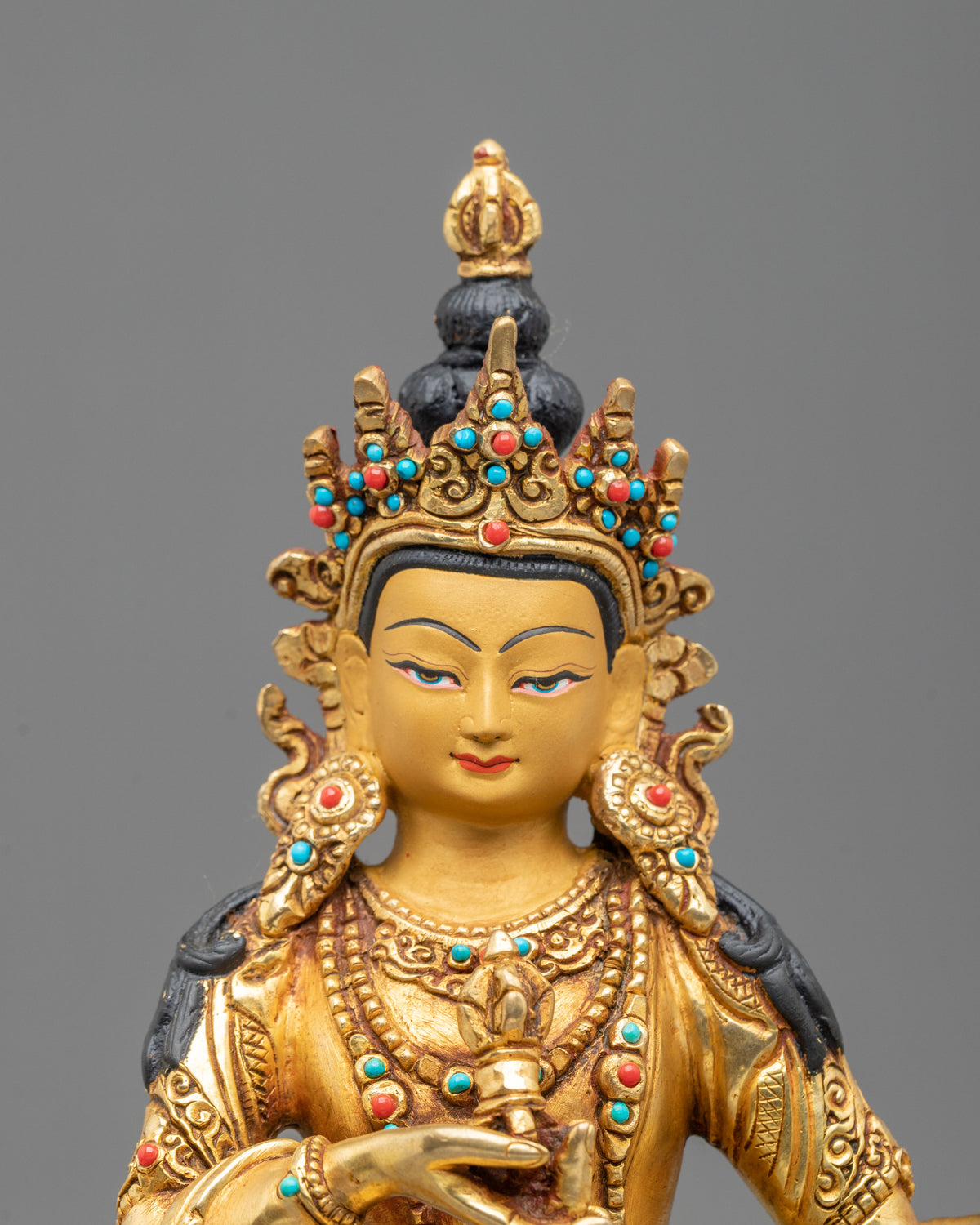 Hand Carved Vajrasattva Copper Sculpture | 24K Gold Gilded Purification Statue