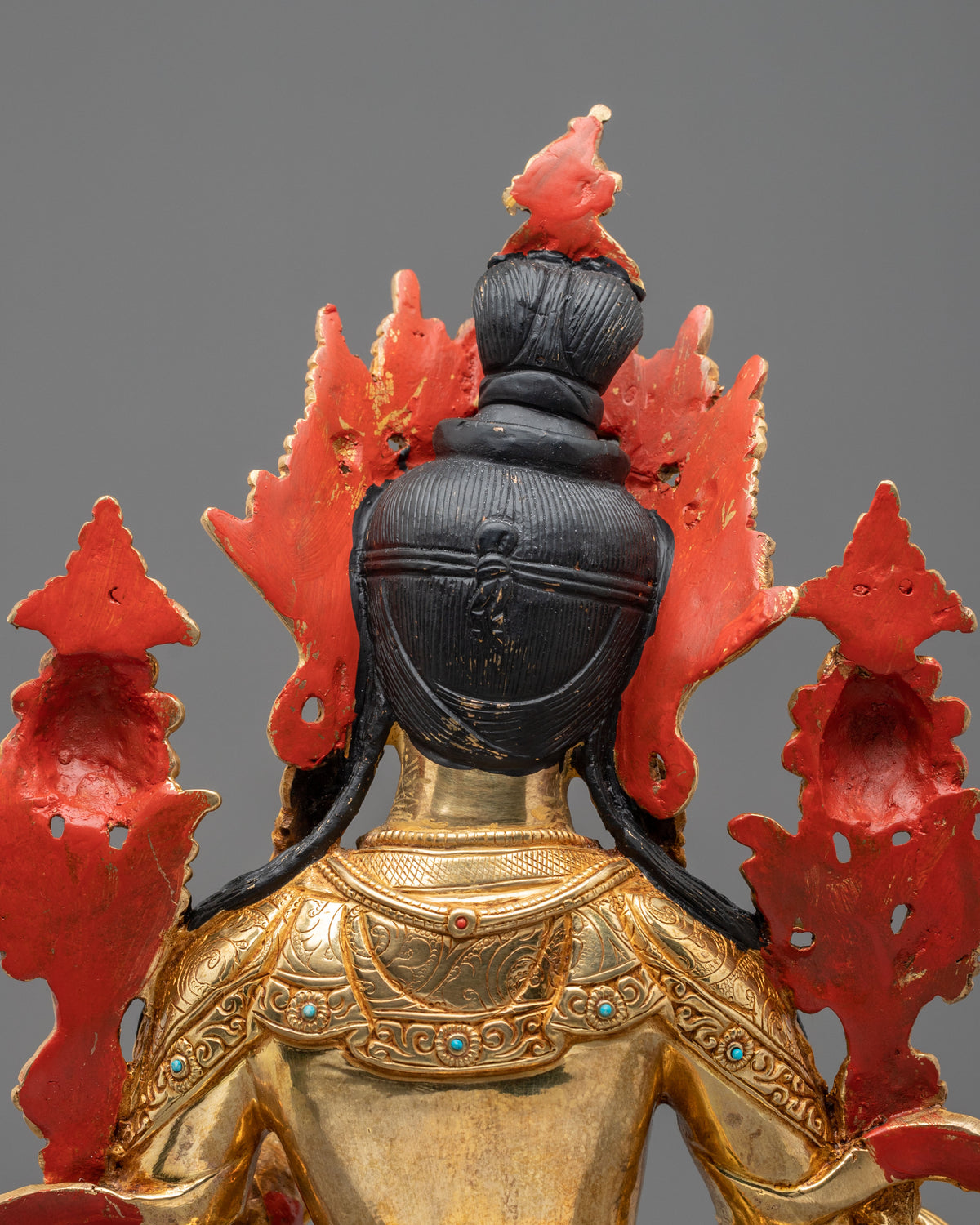 Tibetan Goddess Green Tara Handmade Statue | 24K Gold Gilded Compassion Sculpture