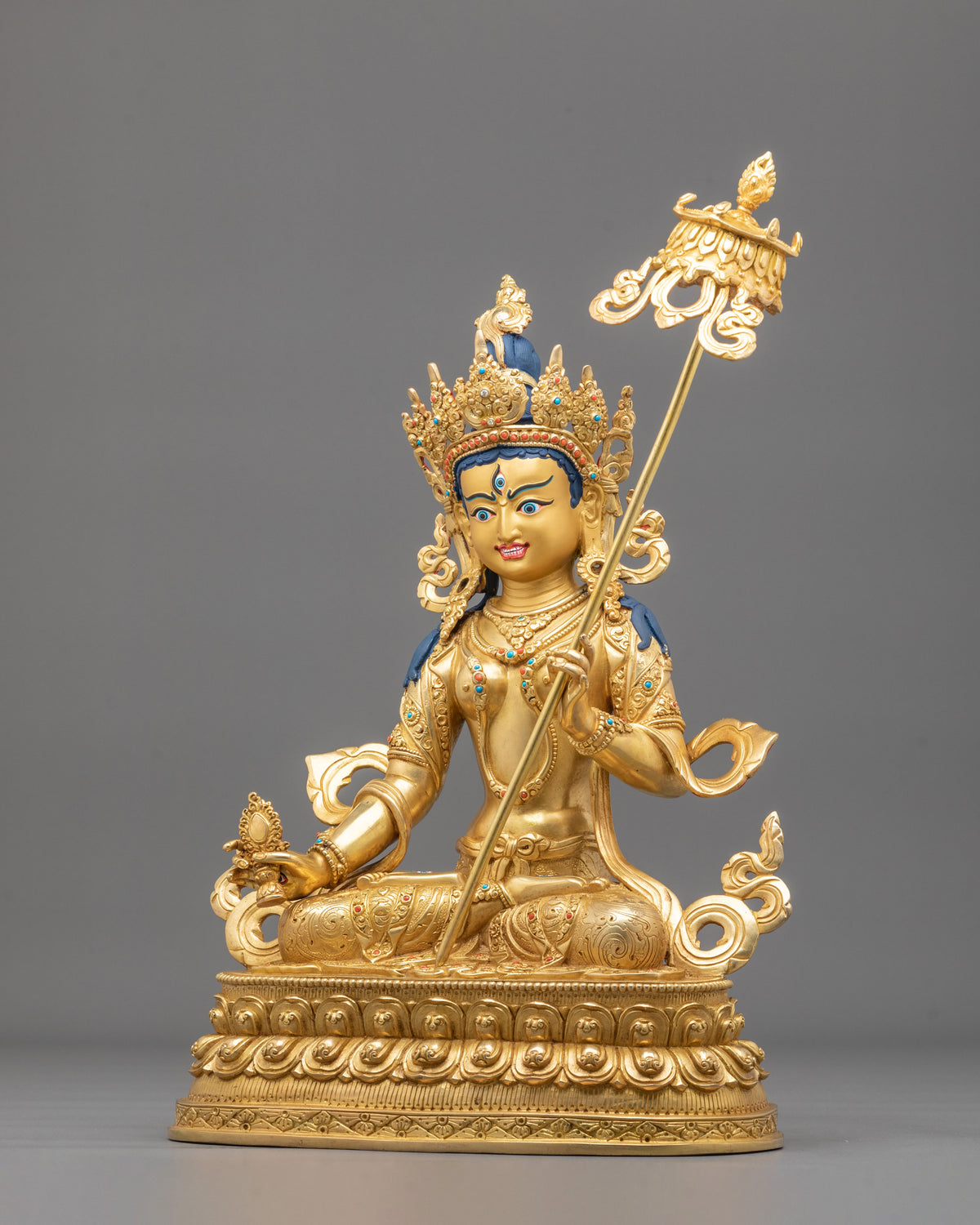 White Umbrella Deity Dukar Golden Statue | 24K Gold Gilded Copper Sculpture