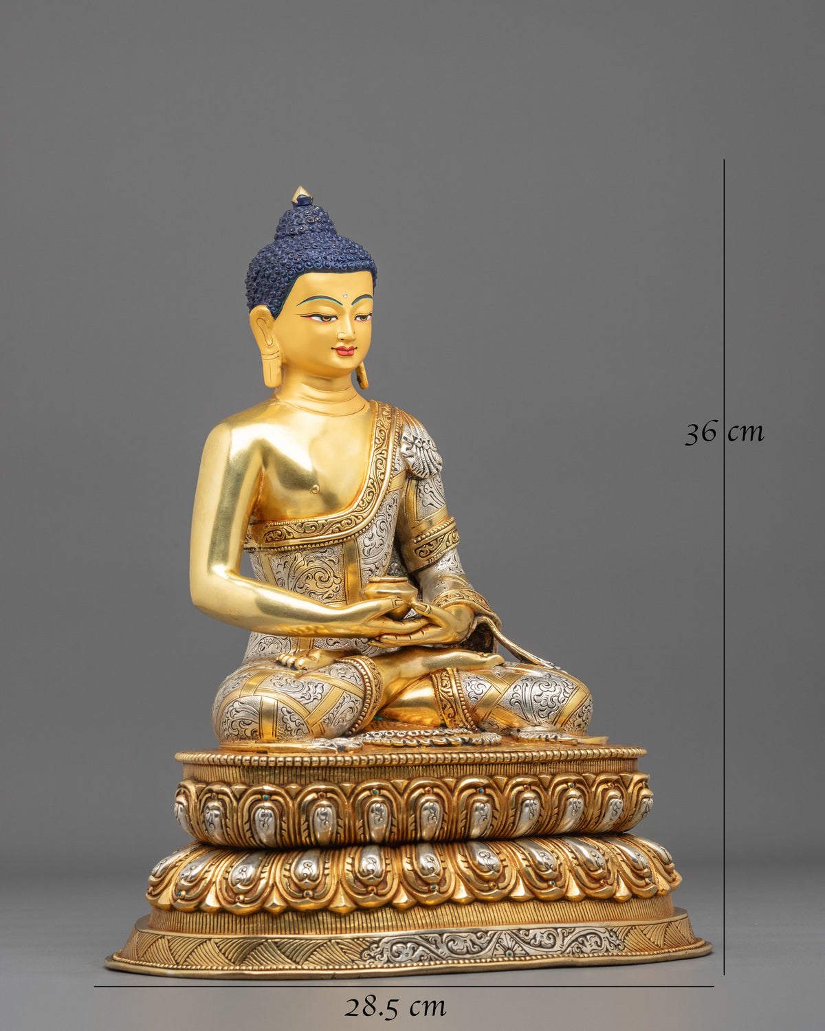 Amitabha Buddha: 24K Gold Gilded Copper Sculpture