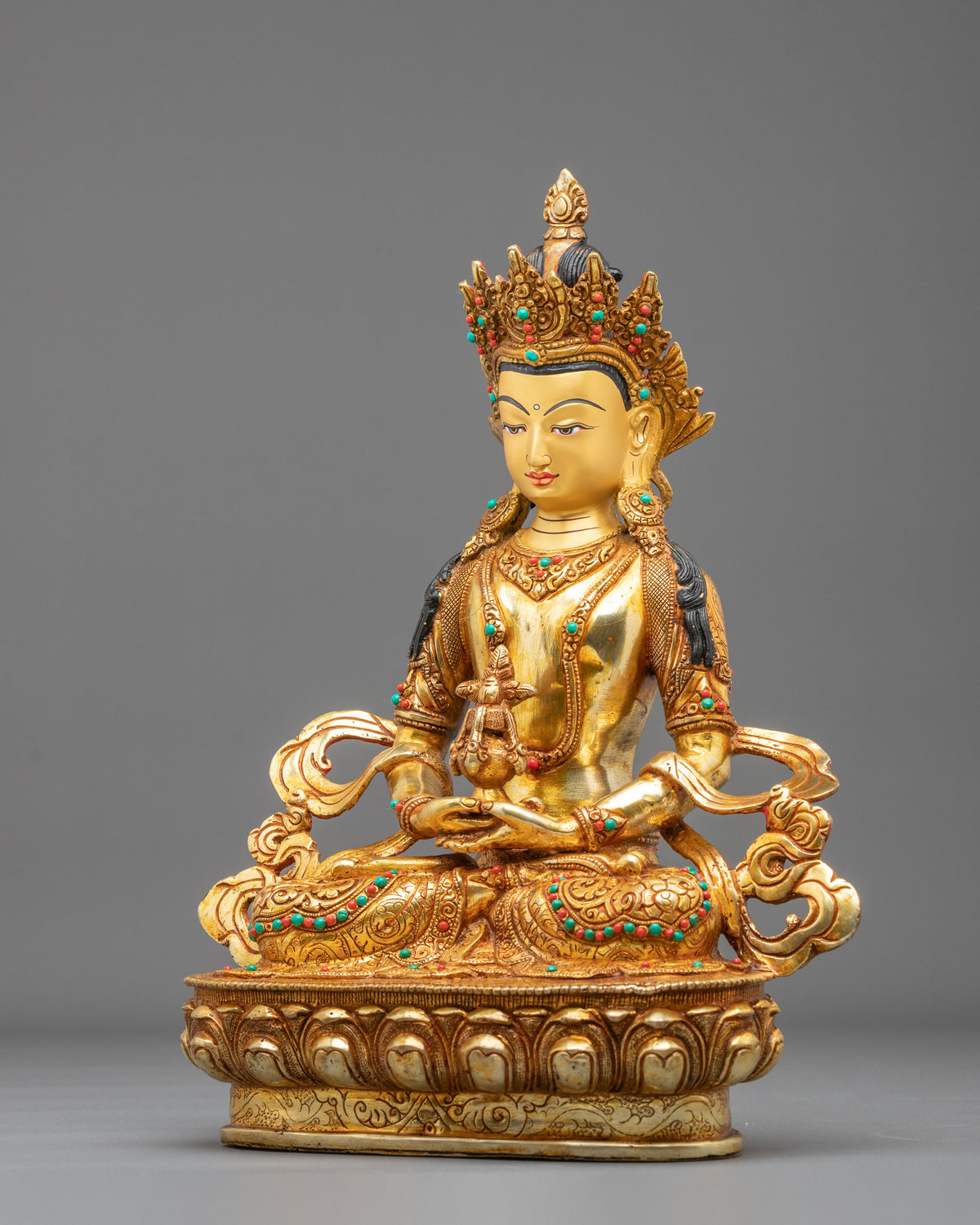Amitayus 24K Gold Glided Statue: Buddha of Long Life