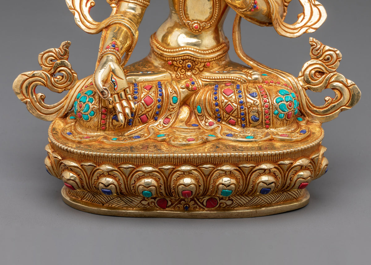 White Tara Gemstones Adorned Sculpture