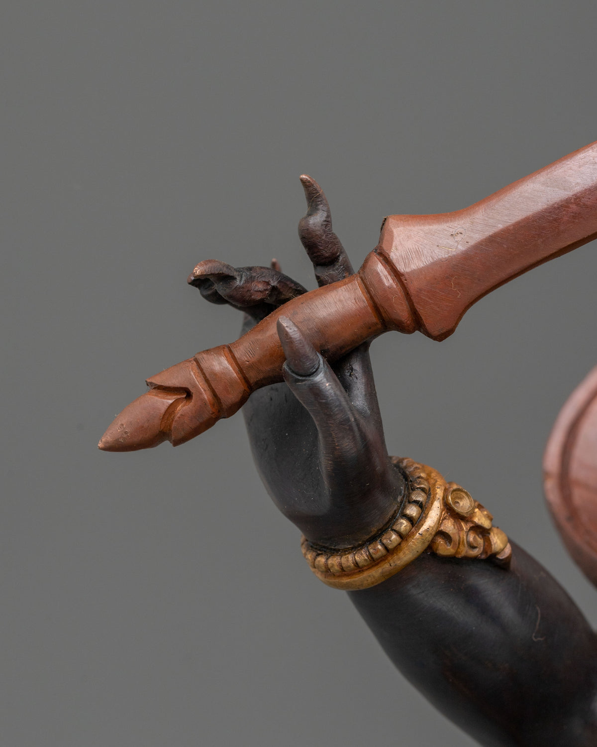 Black Manjushri Wisdom Deity Statue in Oxidized Copper Body