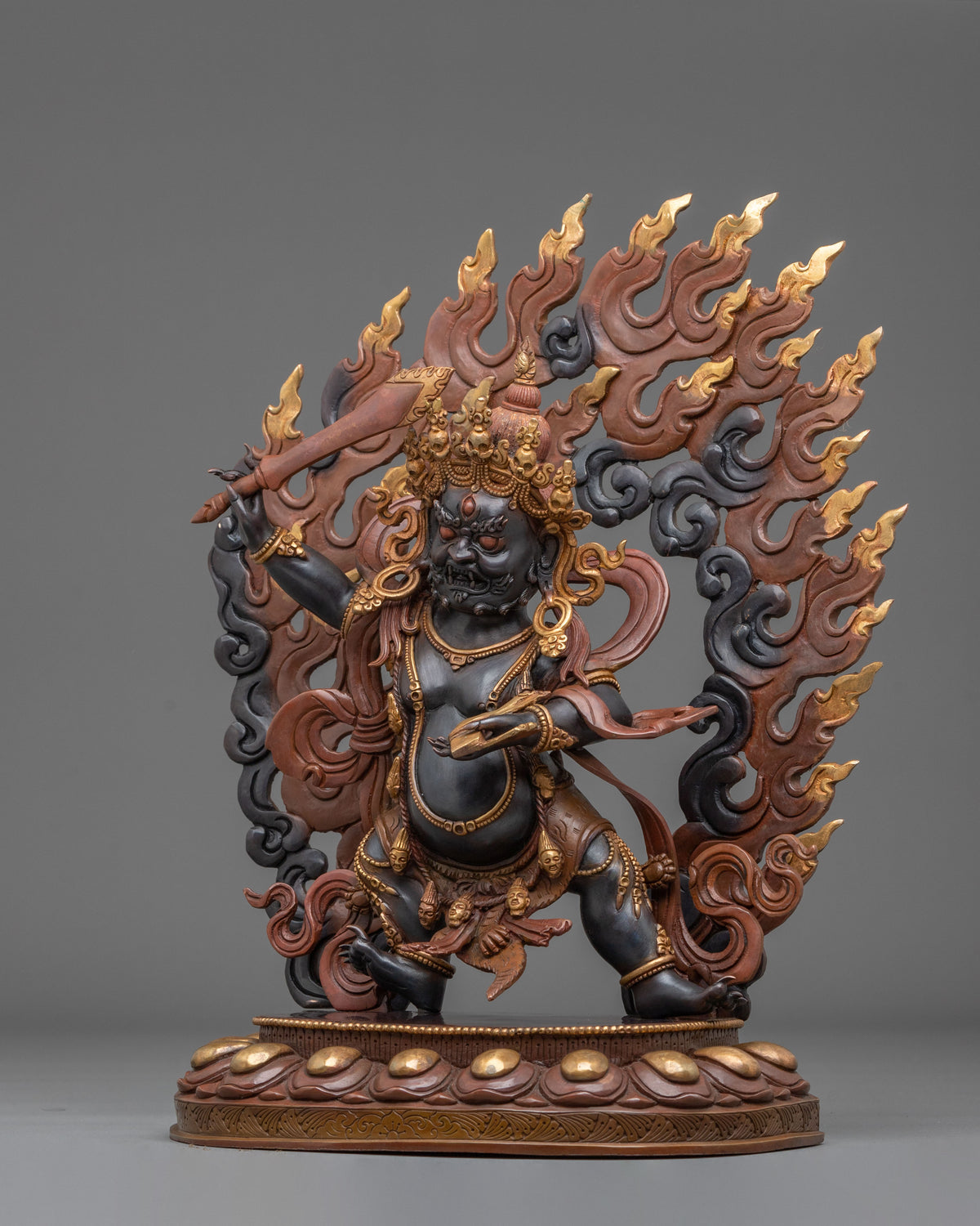 Black Manjushri Wisdom Deity Statue in Oxidized Copper Body