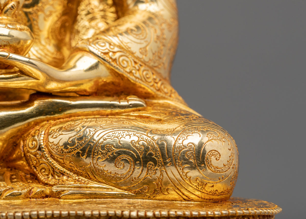 Medicine Buddha 24K Gold Gilded Copper Statue