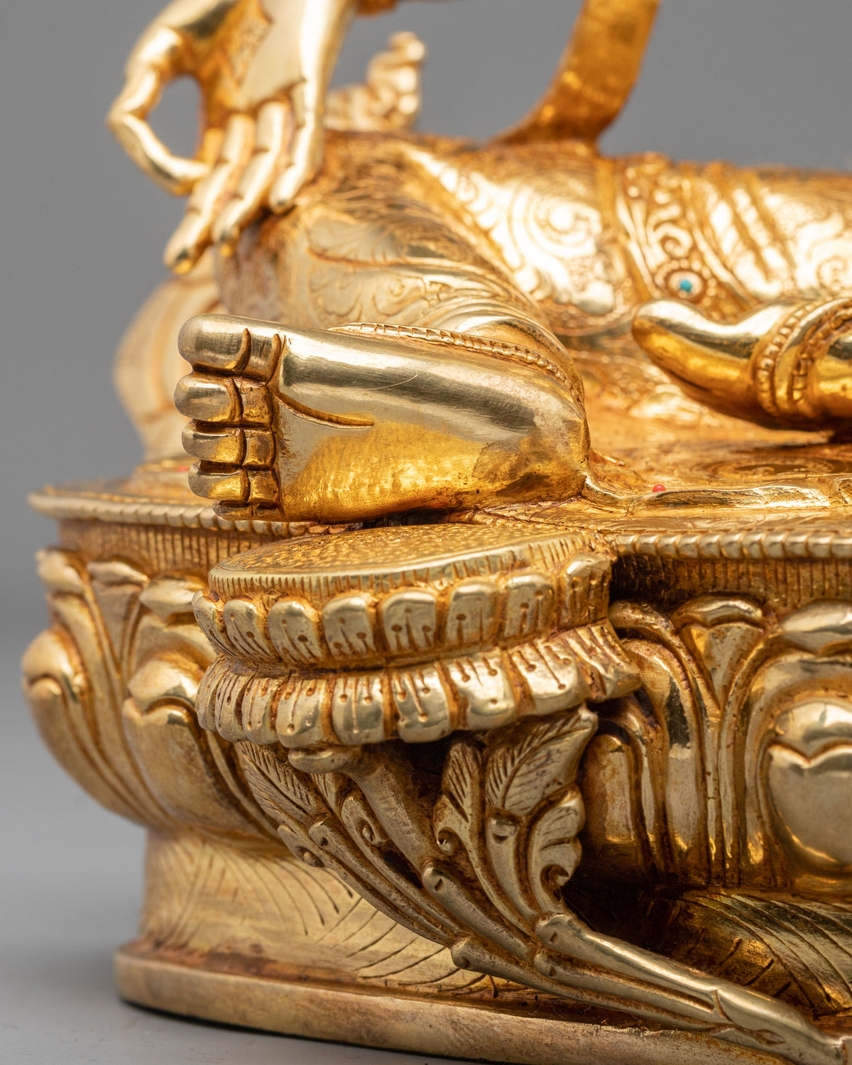 Tibetan Goddess Green Tara Handmade Statue | 24K Gold Gilded Compassion Sculpture