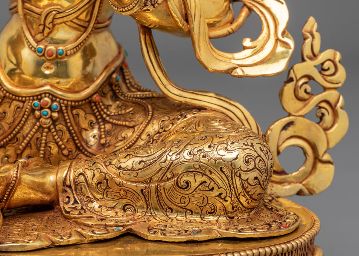 Green Tara Protection from Fears Statue: 24K Gold Gilded
