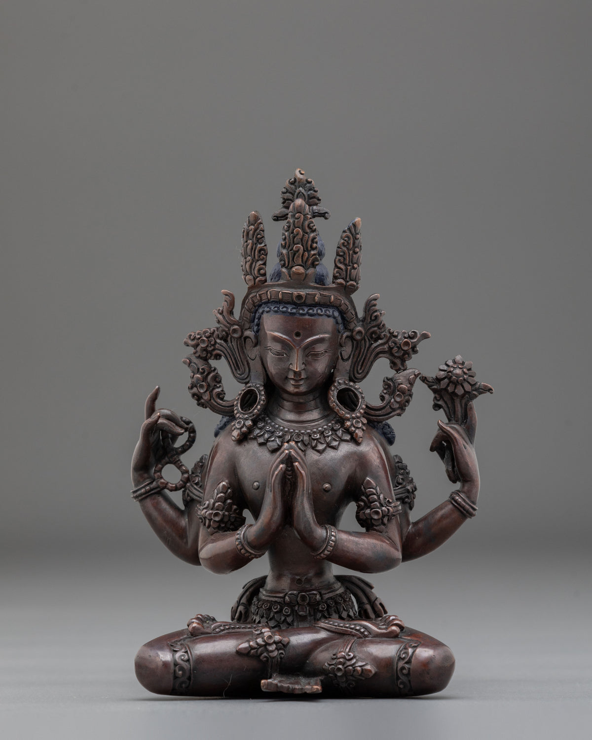Chenrezig Oxidized Copper Handcrafted Statue