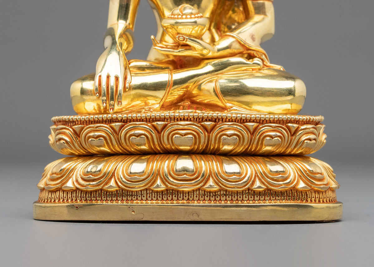 Shakyamuni Buddha Fire Gold Coated Statue | Home Decor