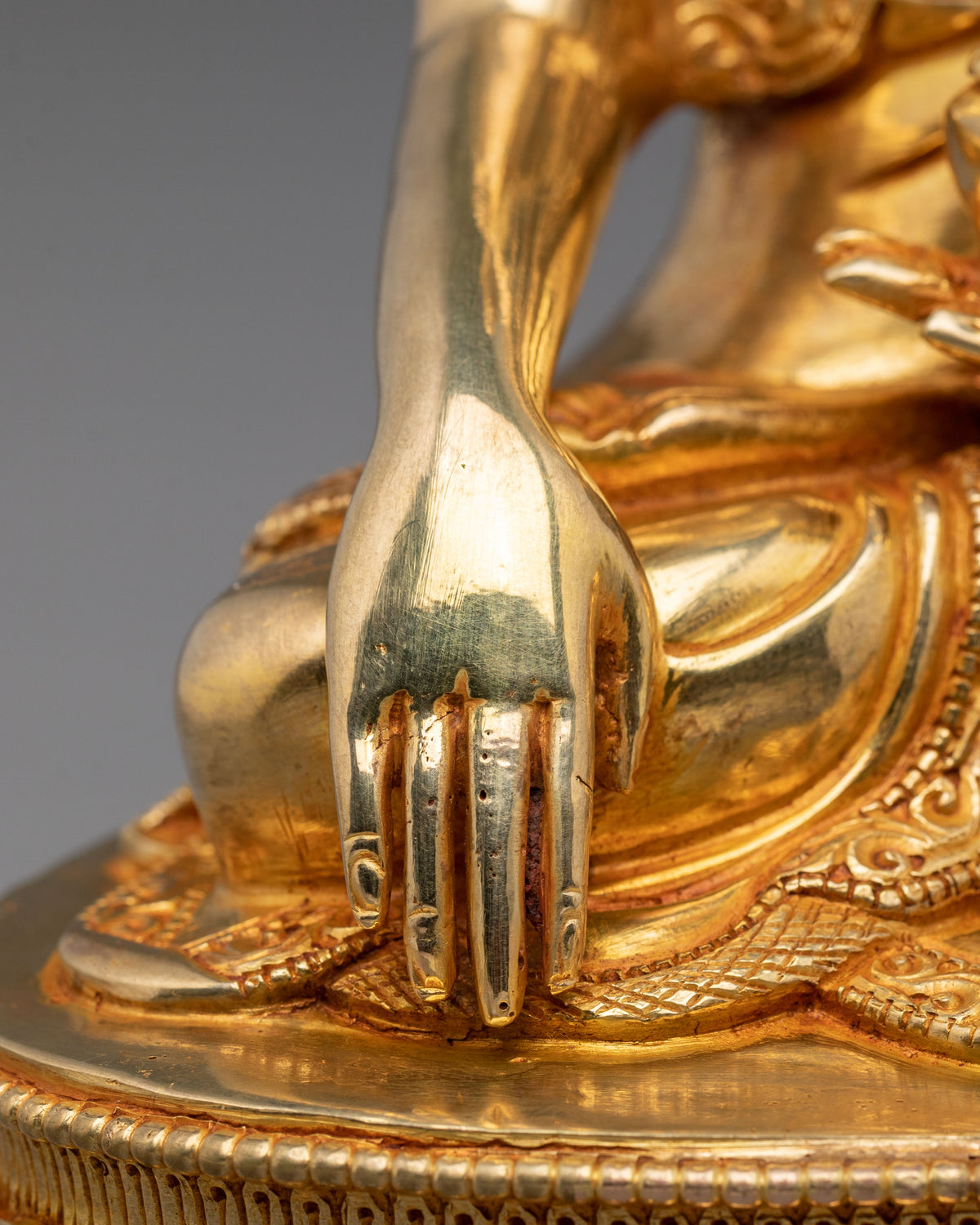 24K Gold-Coated Shakyamuni Buddha Copper Sculpture