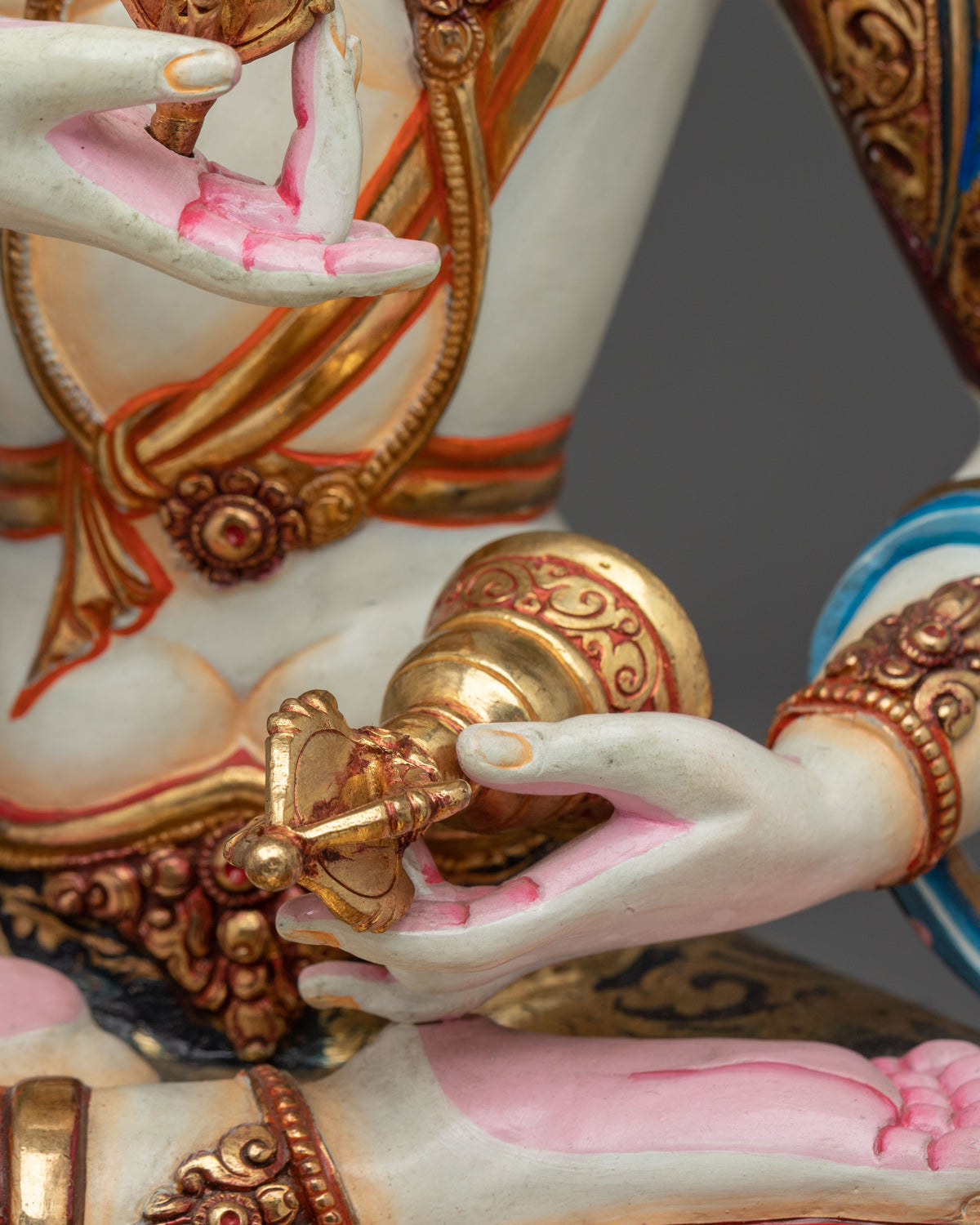 Vajrasattva Vajrayana Altar Statue with Gemstone Adornments