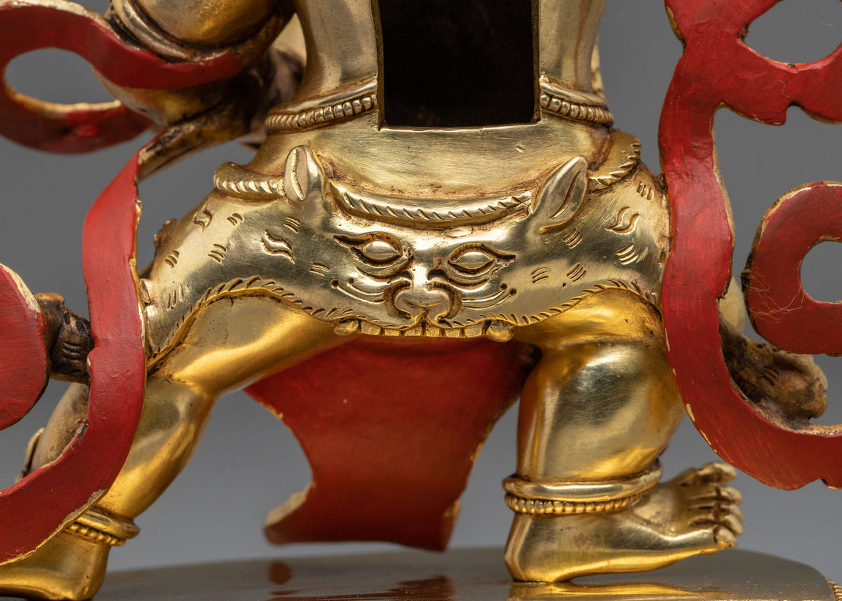 Vajrapani 24K Gold Gilded Sculpture: Wrathful Protector and Holder of the Vajra