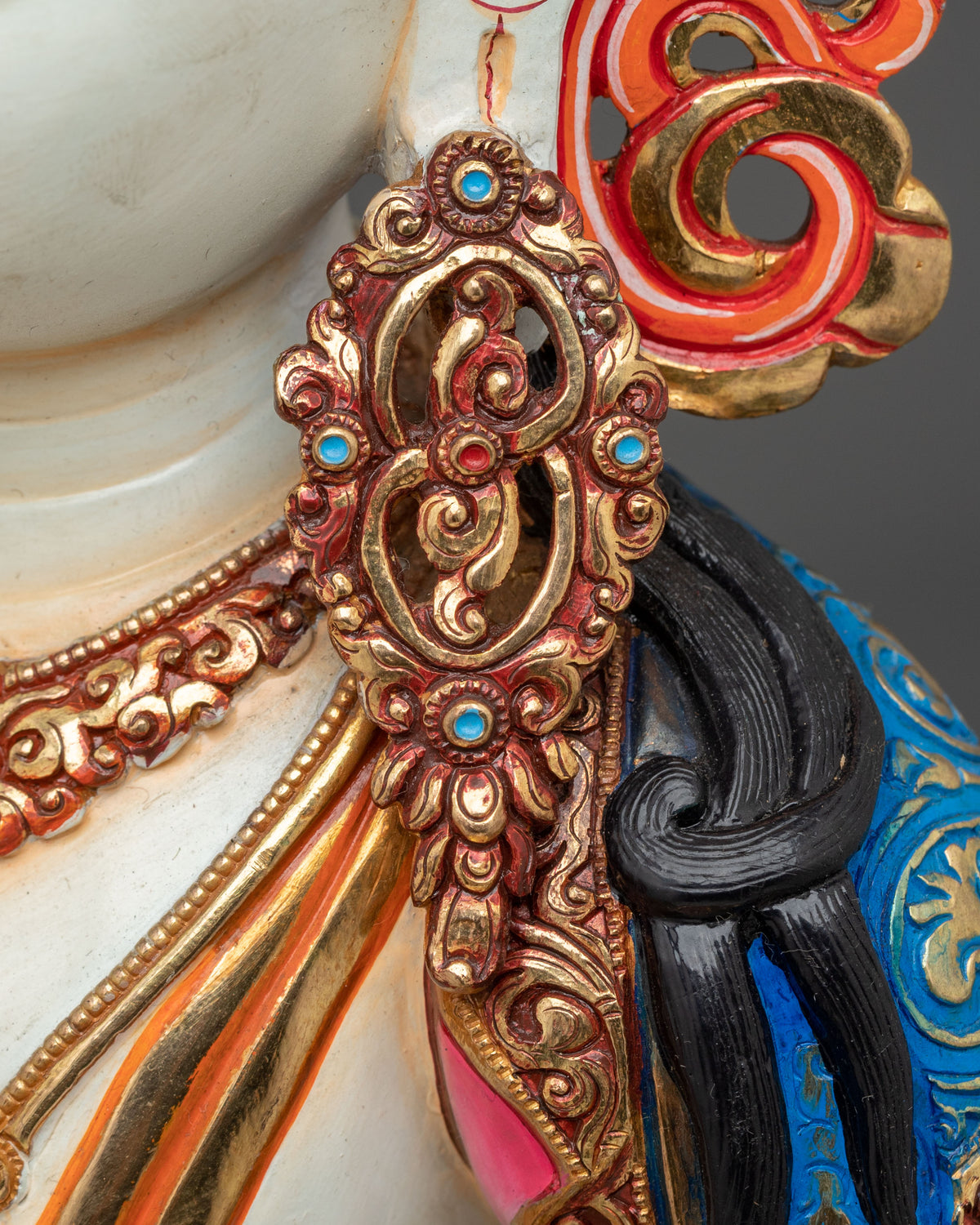 Vajrasattva Vajrayana Altar Statue with Gemstone Adornments