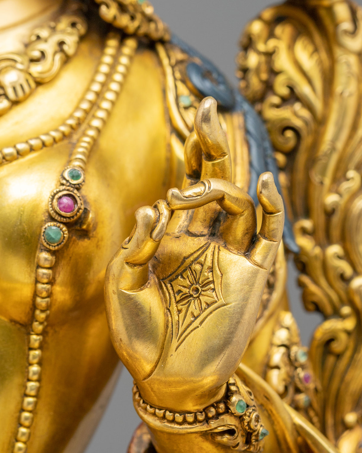 Green Tara 24K Gold-Coated Statue | Copper Form of Sacred Protection