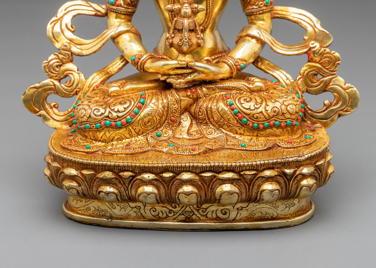 Amitayus 24K Gold Glided Statue: Buddha of Long Life