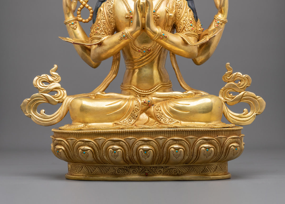 Chenrezig 24K Gold Gilded Sacred Sculpture | Home Decor