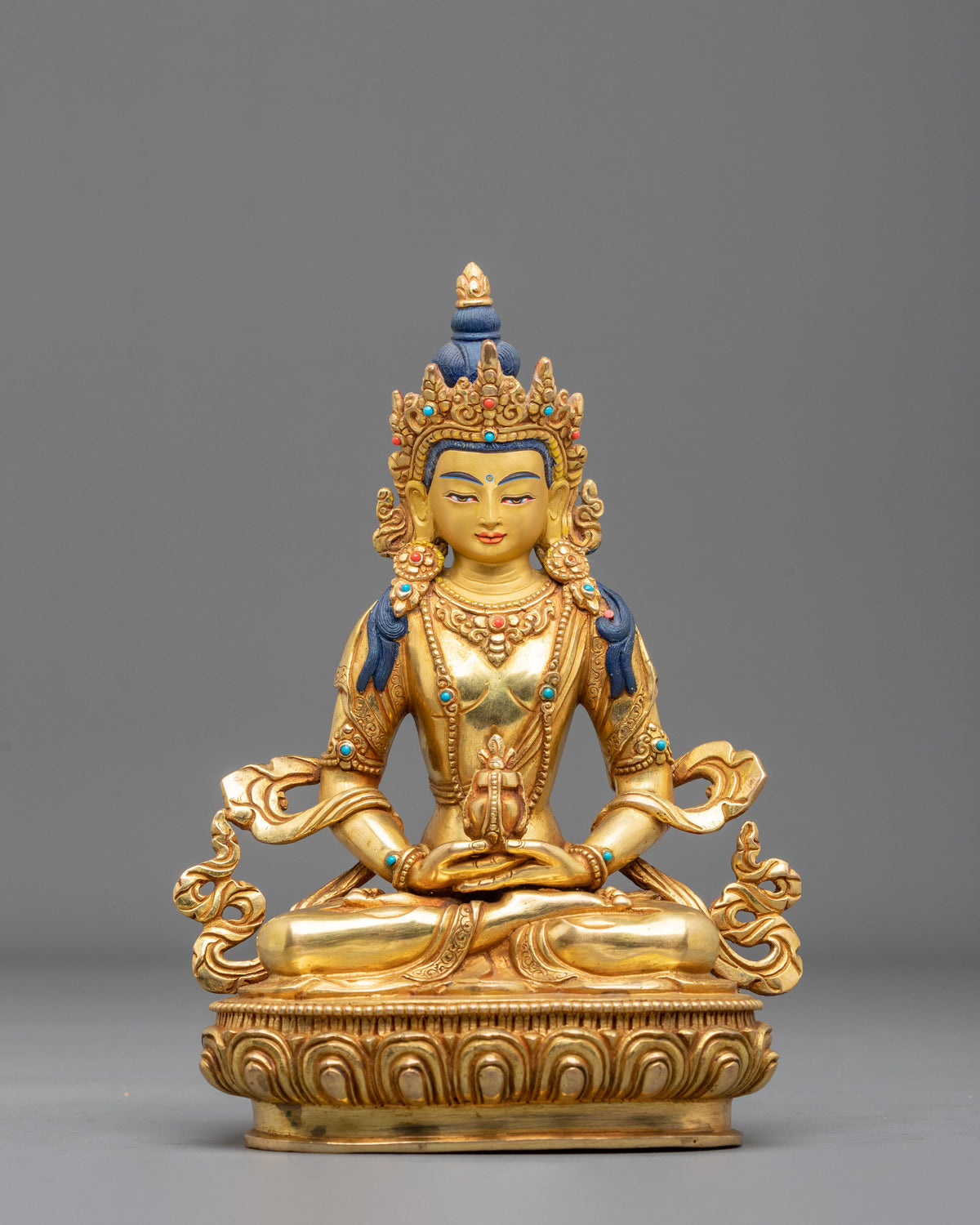 24k Gold Coated Amitayus Sculpture | Buddha of Longevity