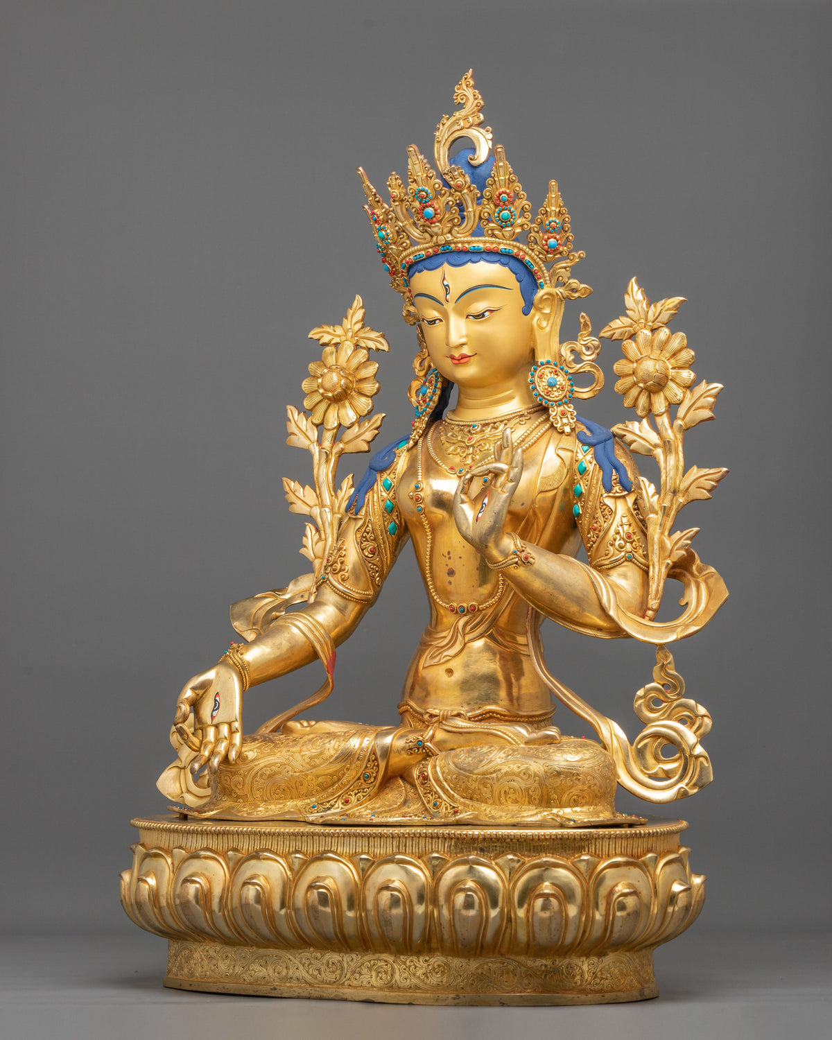 Long Life Goddess White Tara Sculpture | Goddess of of Compassion and Longevity