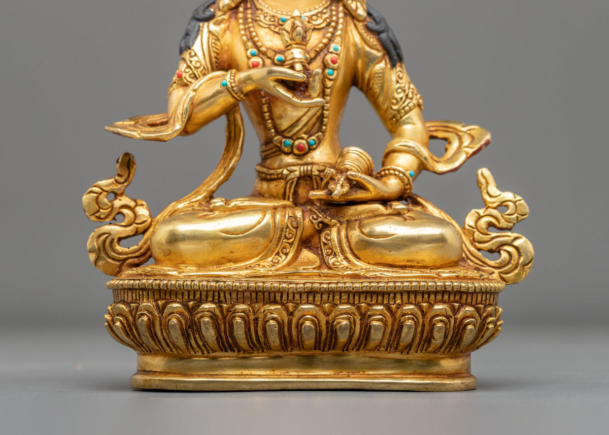 Hand Carved Vajrasattva Copper Sculpture | 24K Gold Gilded Purification Statue
