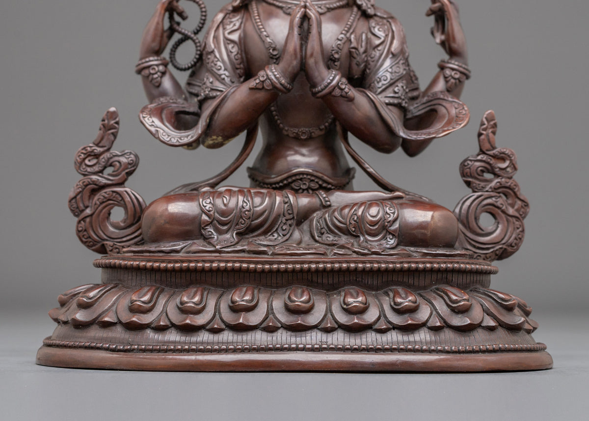 Chenrezig Oxidized Figurine for Altar | Bodhisattva of Boundless Compassion