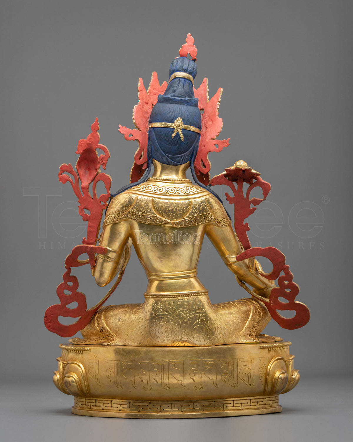 Tibetan Goddess Green Tara Golden Sculpture