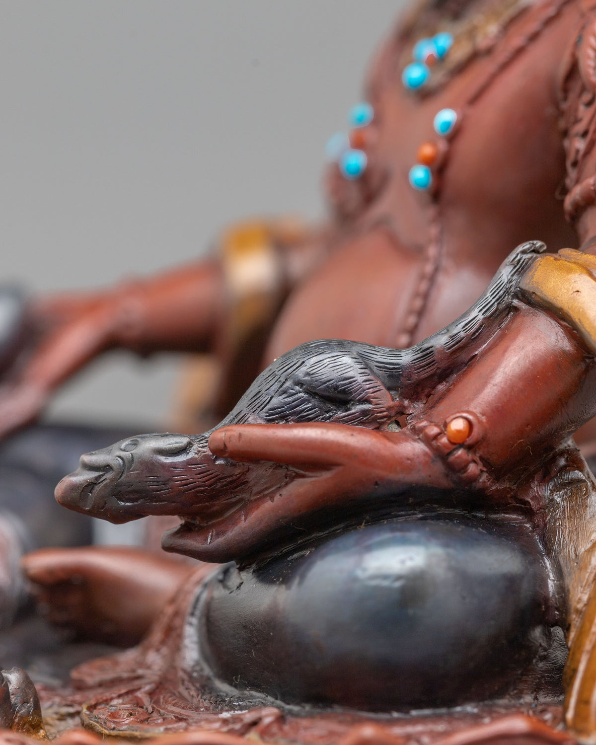 God Dzambhala Spiritual Statue in Oxidized Copper