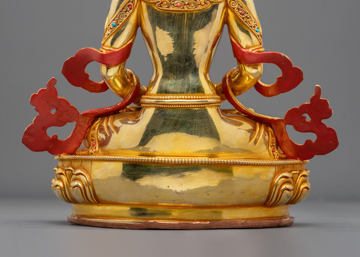Long Life Buddha Amitayus Copper Statue | Altar Decor for Meditation