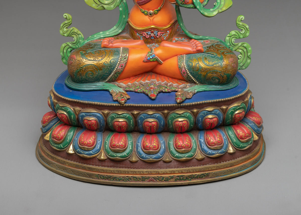 Manjushri 24K Gold Coated Copper Figurine | Bodhisattva of Transcendent Wisdom