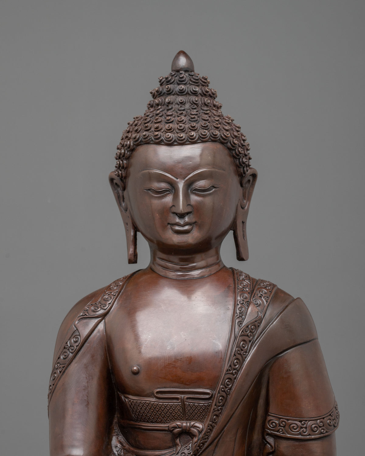 Shakyamuni Buddha Sacred Oxidized Copper Statue