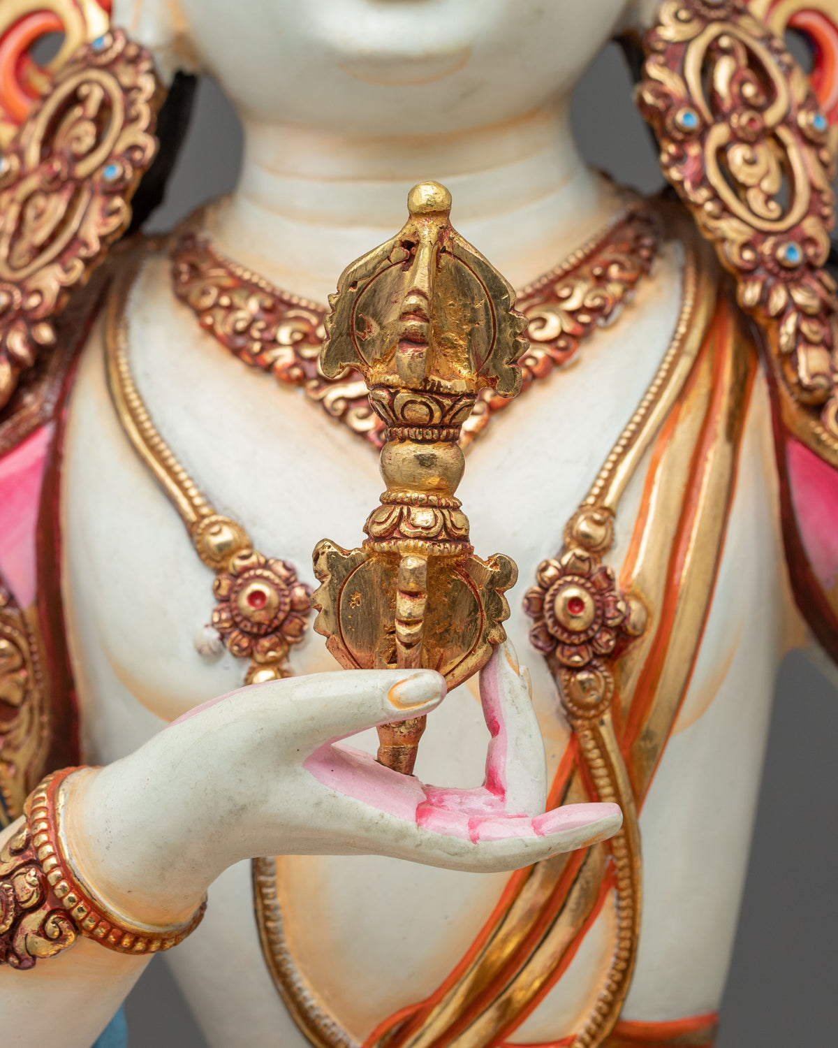 Vajrasattva Vajrayana Altar Statue with Gemstone Adornments