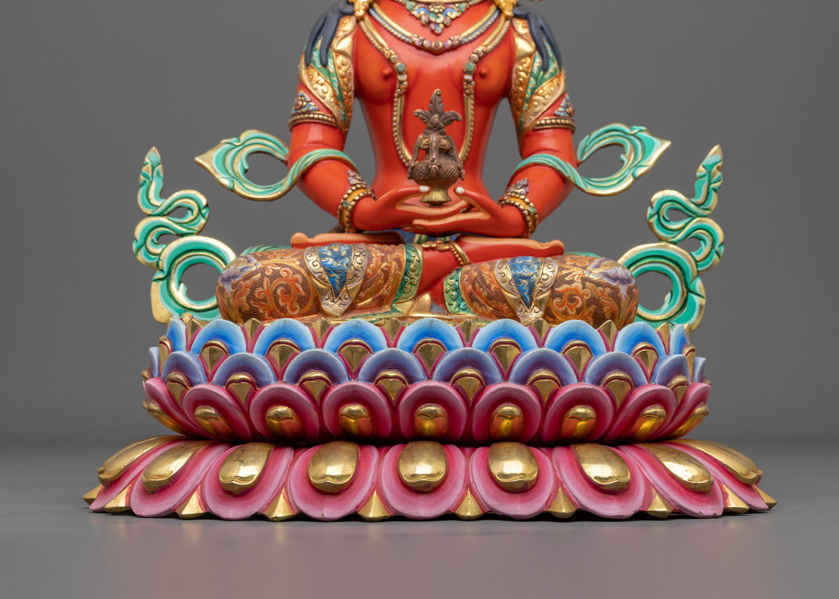 Amitayus Statue: 24K Gold Gilded Handmade Sculpture