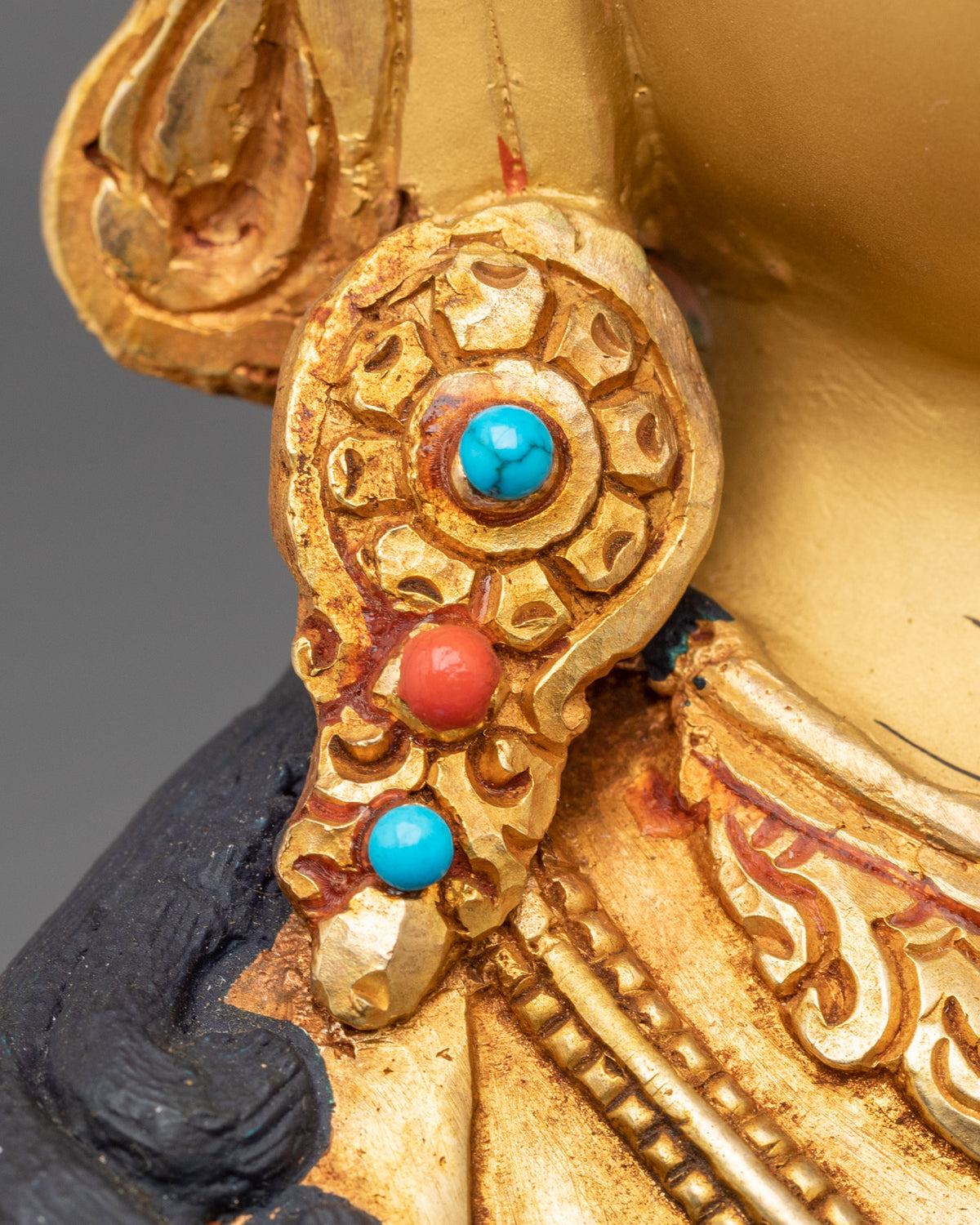 Manjushri Buddhist Golden Handmade Statue | Sacred Meditation Altar