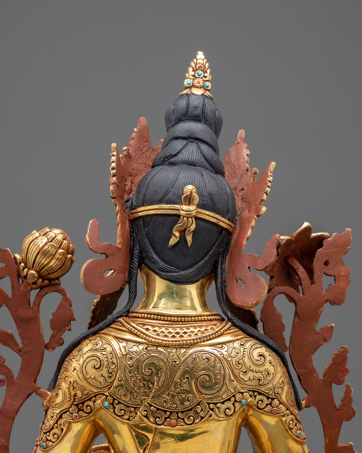 Green Tara Protection from Fears Statue: 24K Gold Gilded