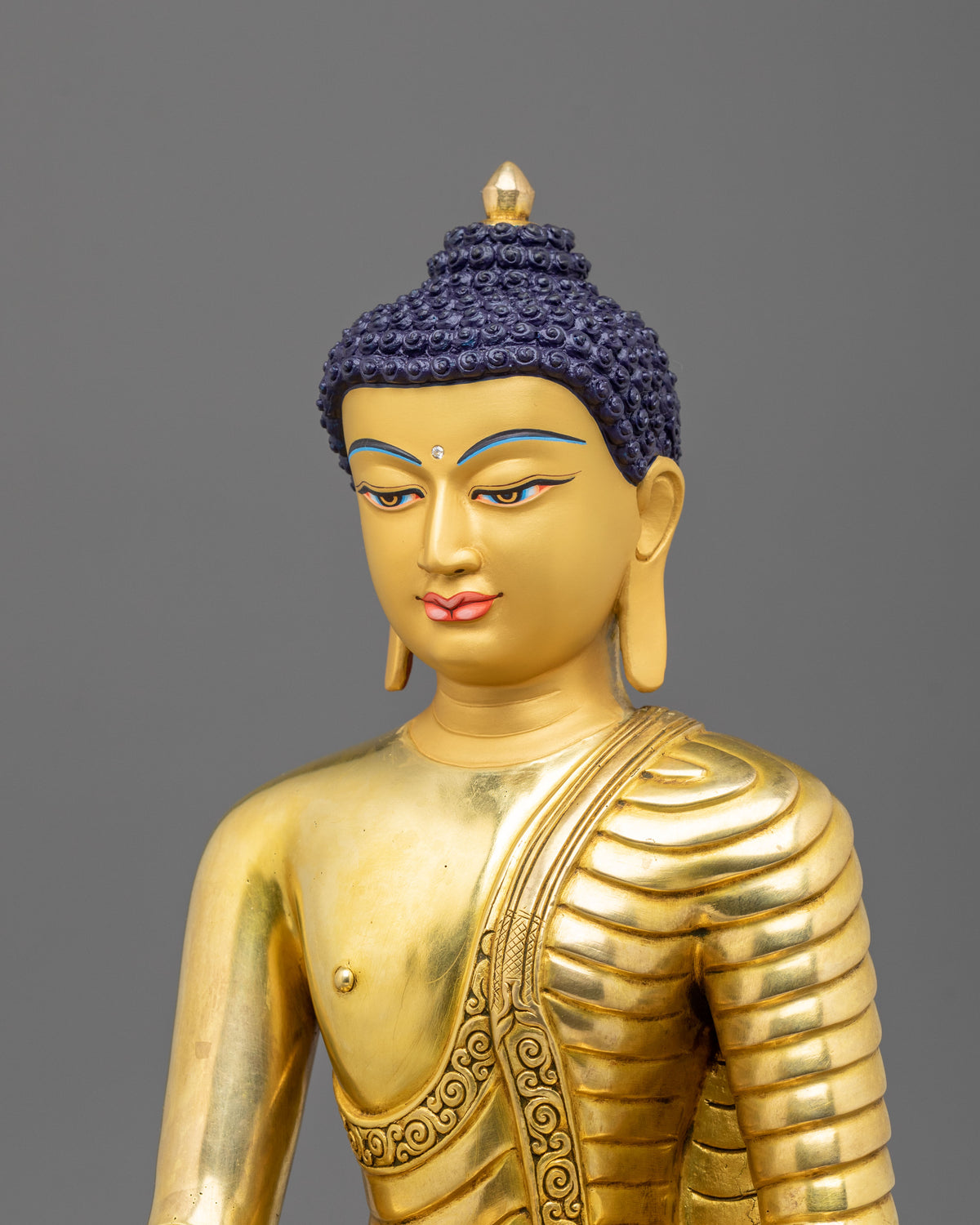 Shakyamuni Buddha 24K Gold Gilded Traditional Sculpture | Himalayan Sacred Altar Decor