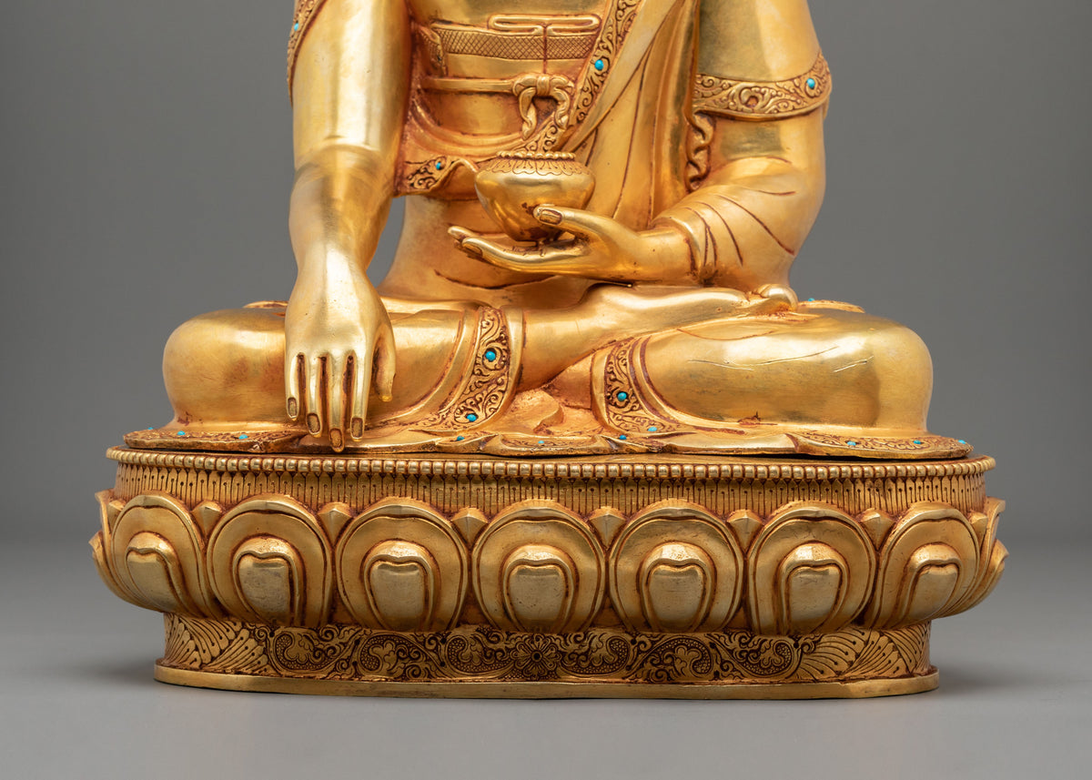 Statue of Shakyamuni Buddha the Enlightened One | 24K Gold Gilded
