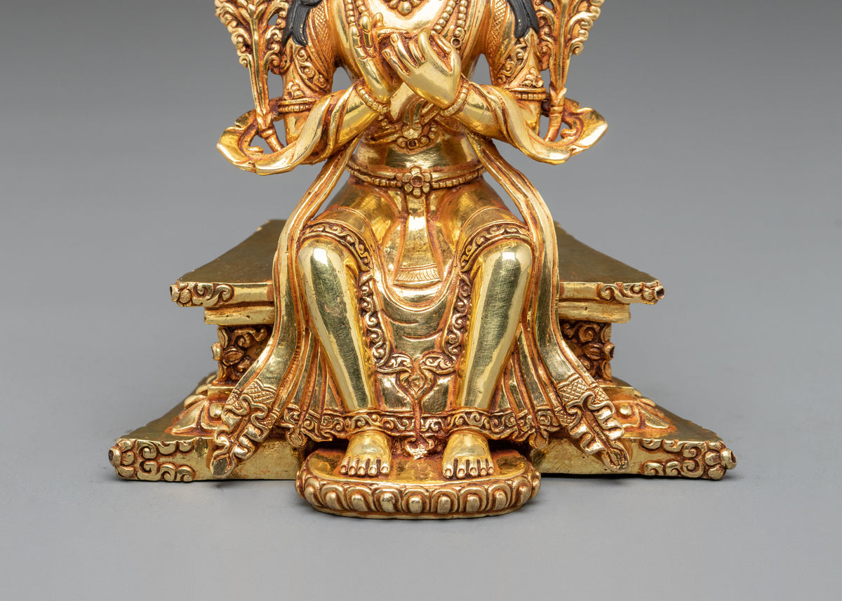 Maitreya Buddha Handmade Copper Statue - Serene Devotional Sculpture