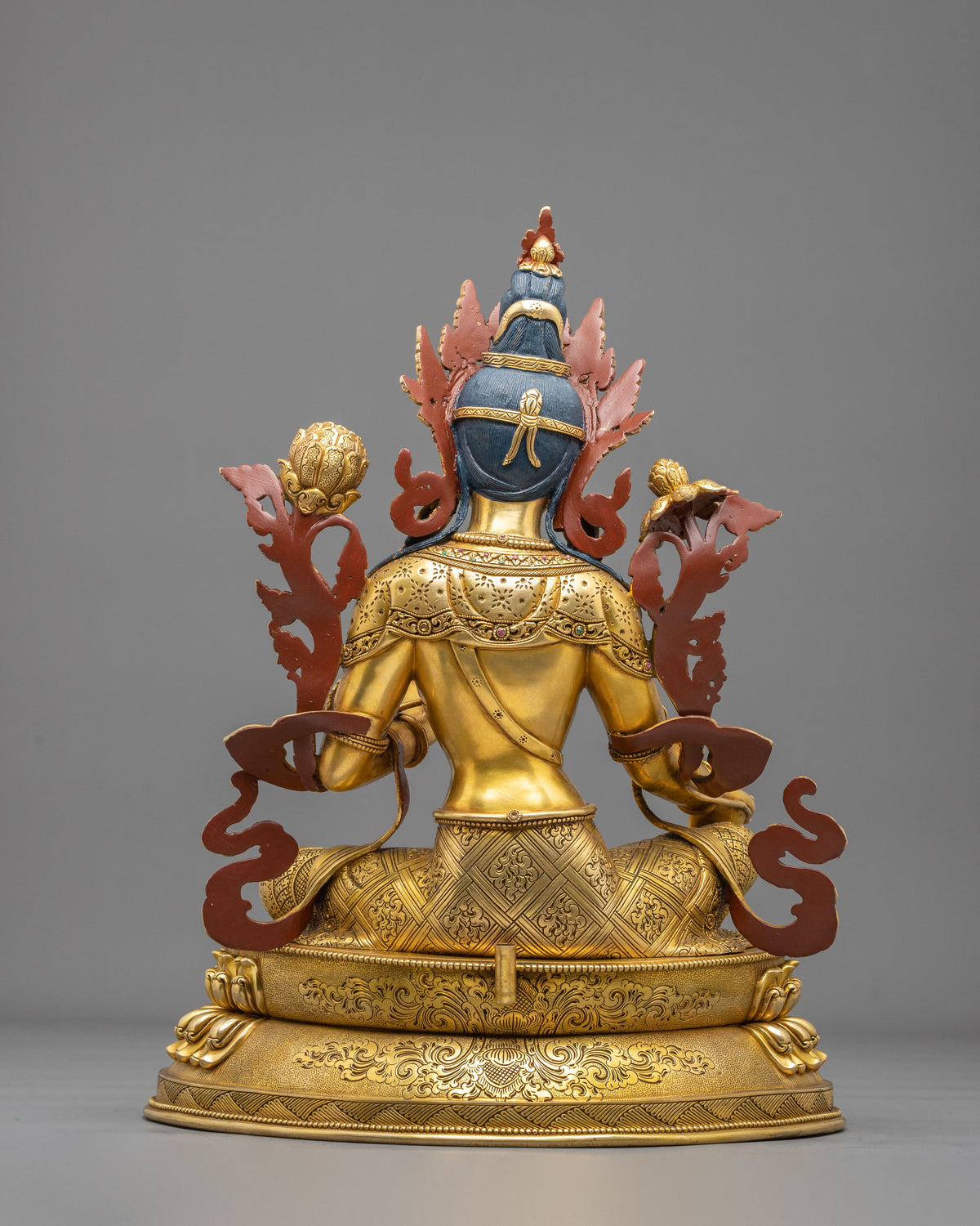 Gemstones Adorned Green Tara Sculpture | Home Decor