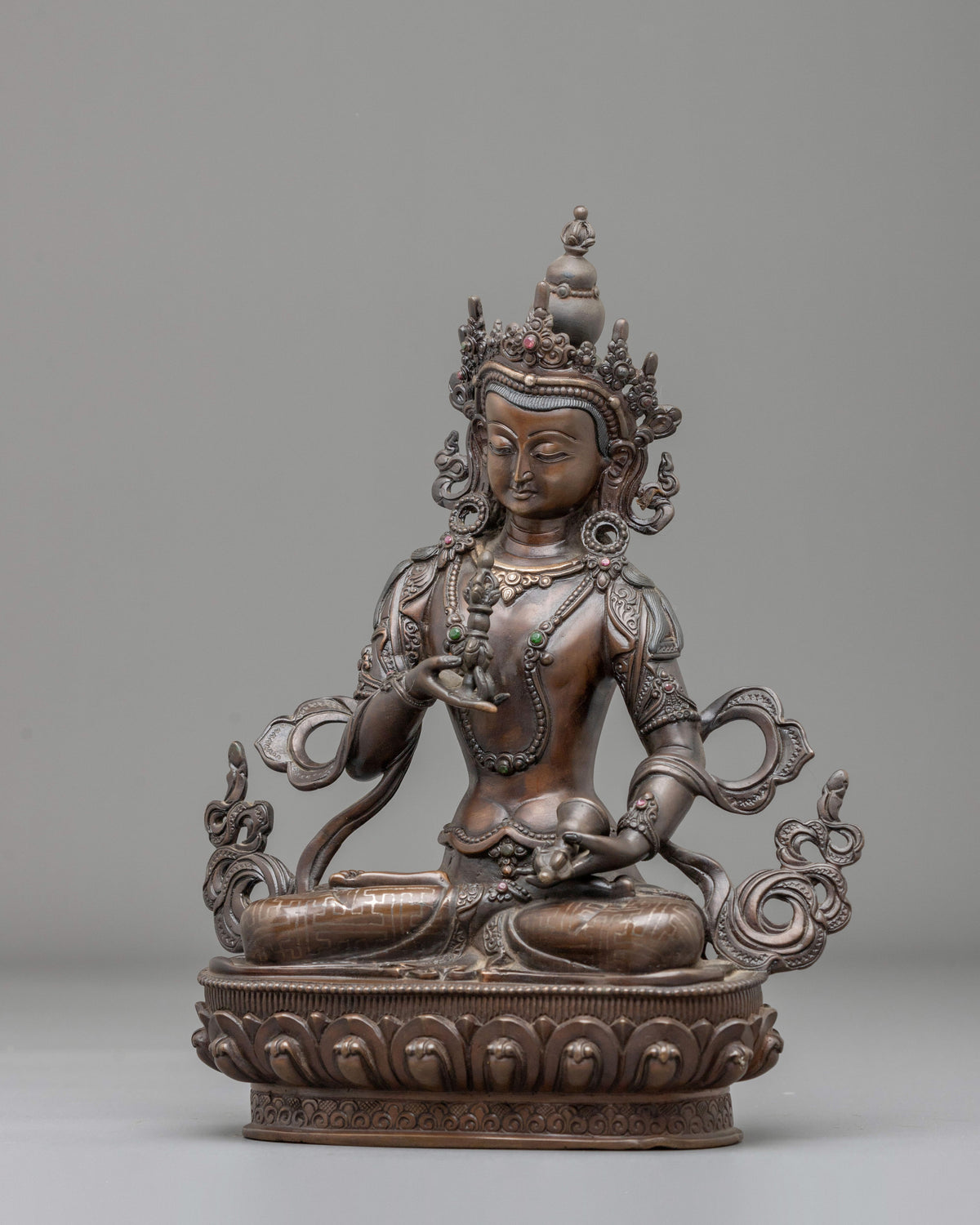 Hand-Carved Vajrasattva Oxidized Statue | Purification Deity
